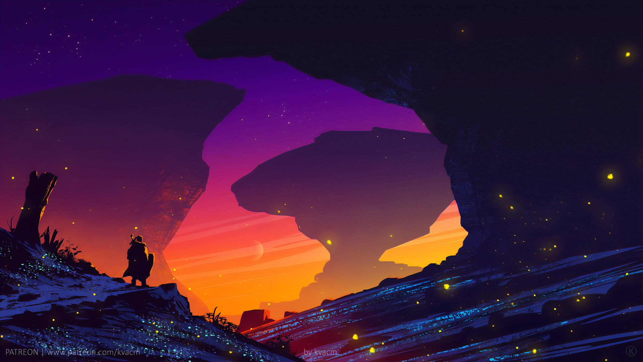 digital art artwork Kvacm fantasy knight silhouette 2k