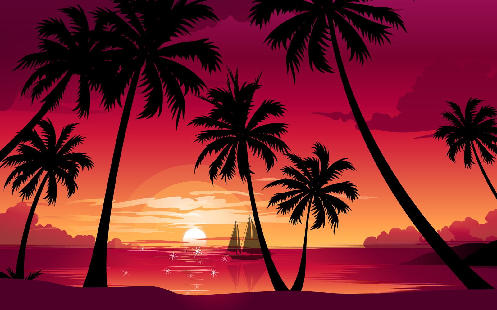 drawing Beach sunset 2k