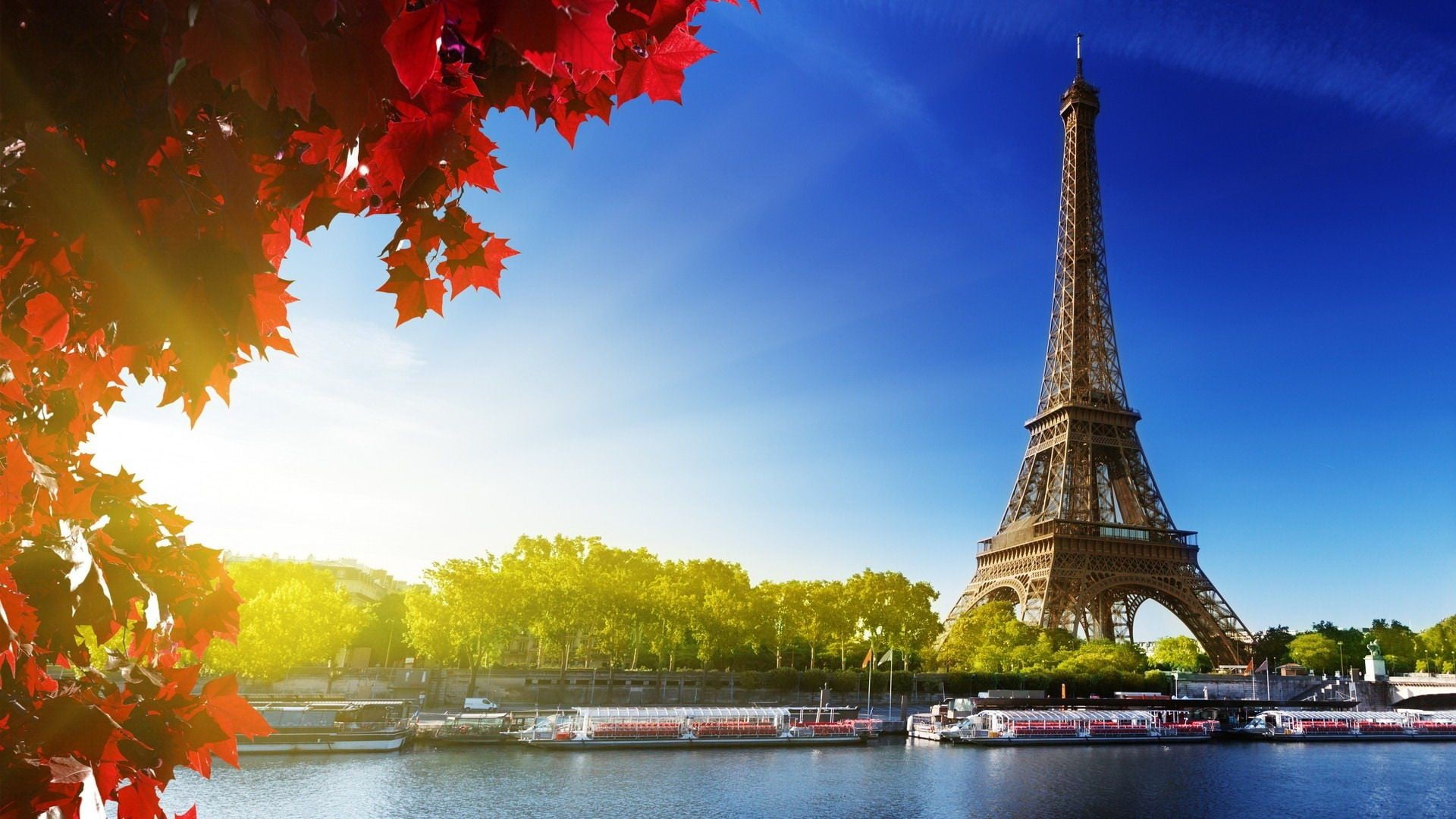 Eiffel Tower Paris painting near trees and body of water 2k