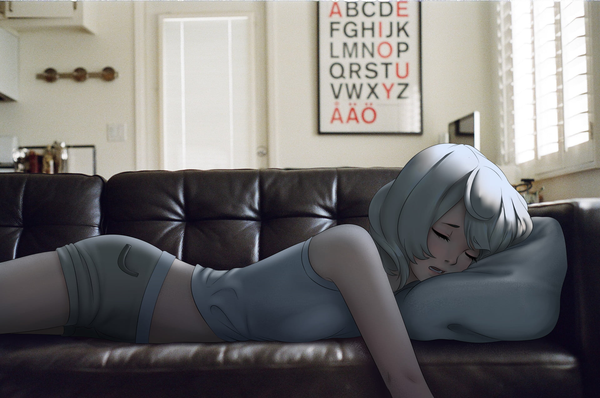 female anime character digital wallpaper girls sleeping 2k