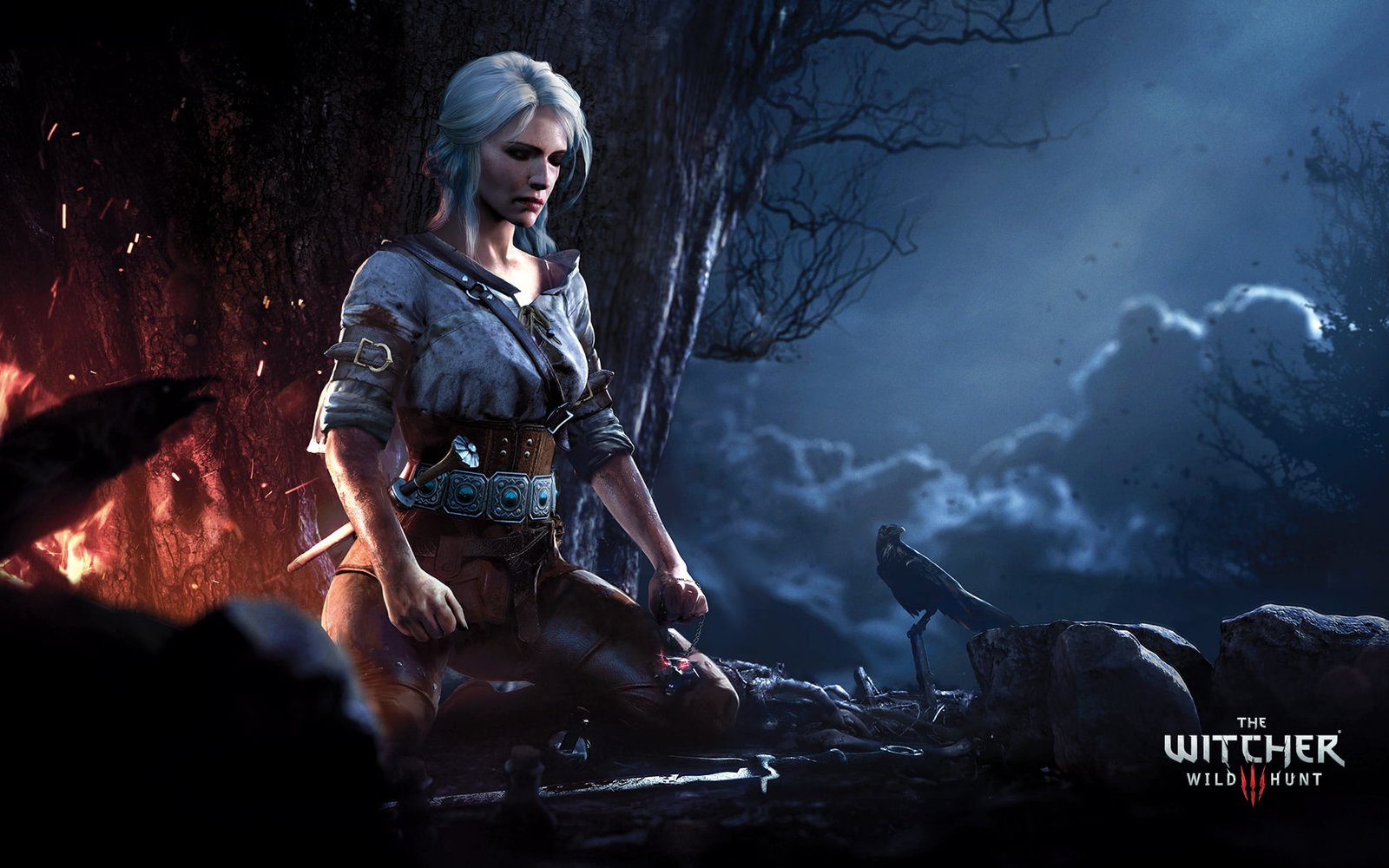 forest girl night fire meditation The Witcher Ciri cirilla 2k