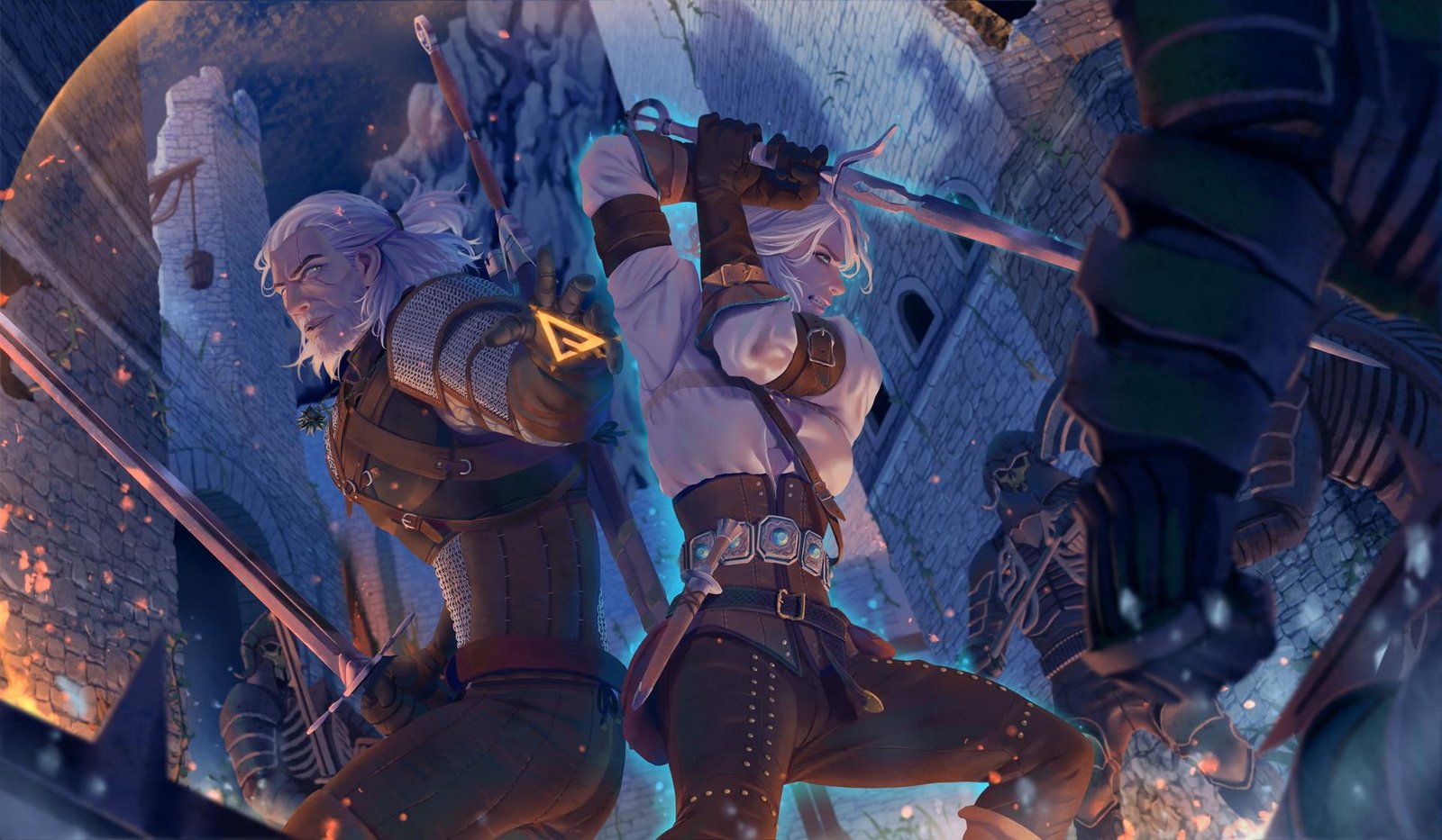 geralt of rivia cirilla fiona elen riannon the witcher 3 wild hunt artwork 2k