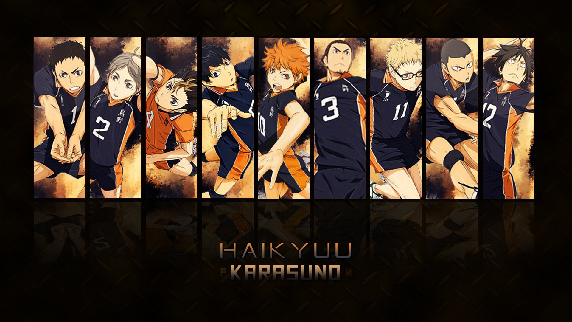 Haikyuu anime wallpaper Haikyu text group of people western script 2k