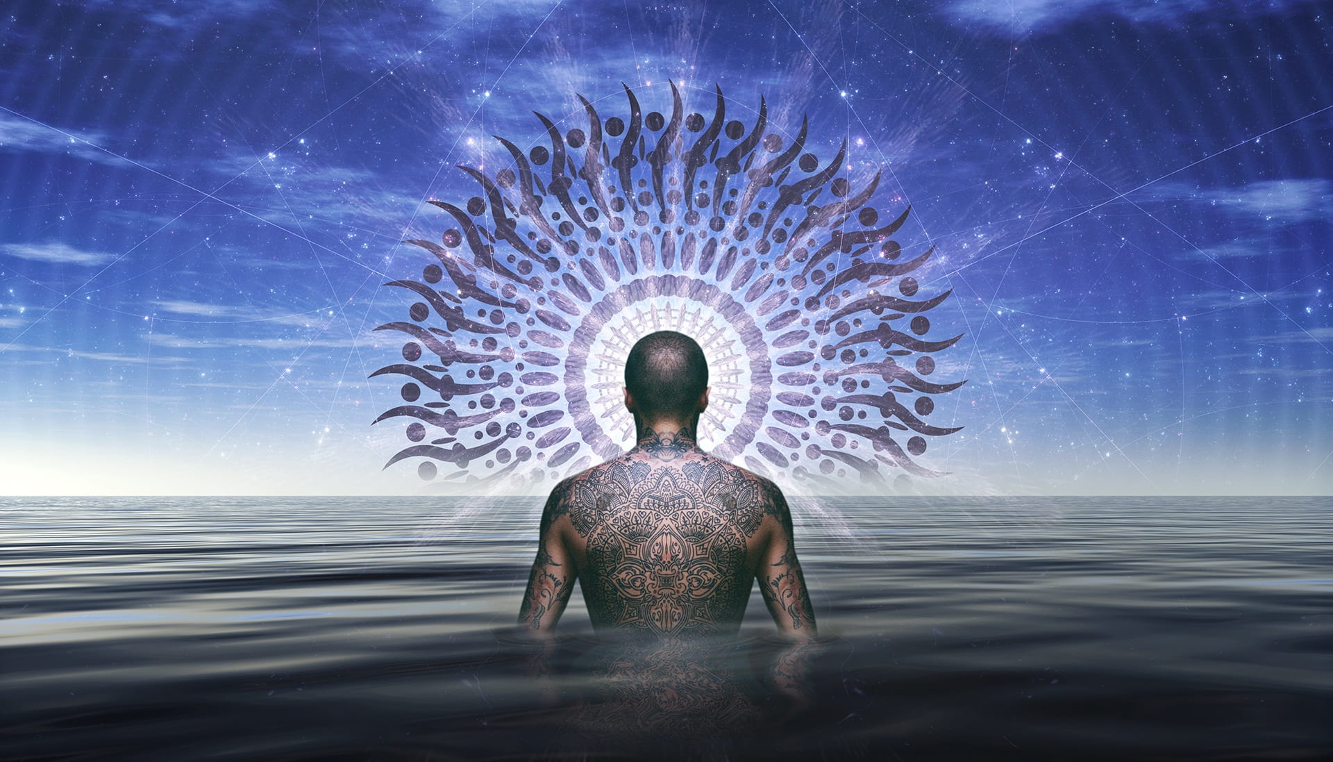 illustration of person with full body tattoo shaman spiritual 2k