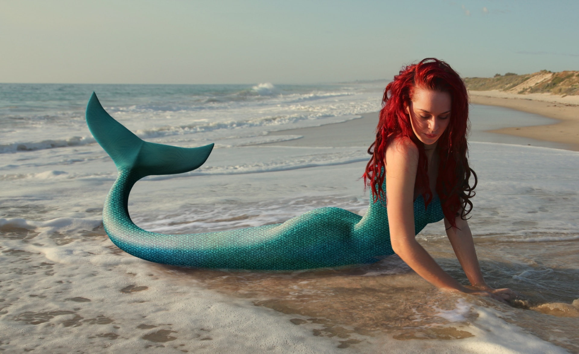 Jessica Mermaid red haired mermaid cosplay Aero Creative beach 2k