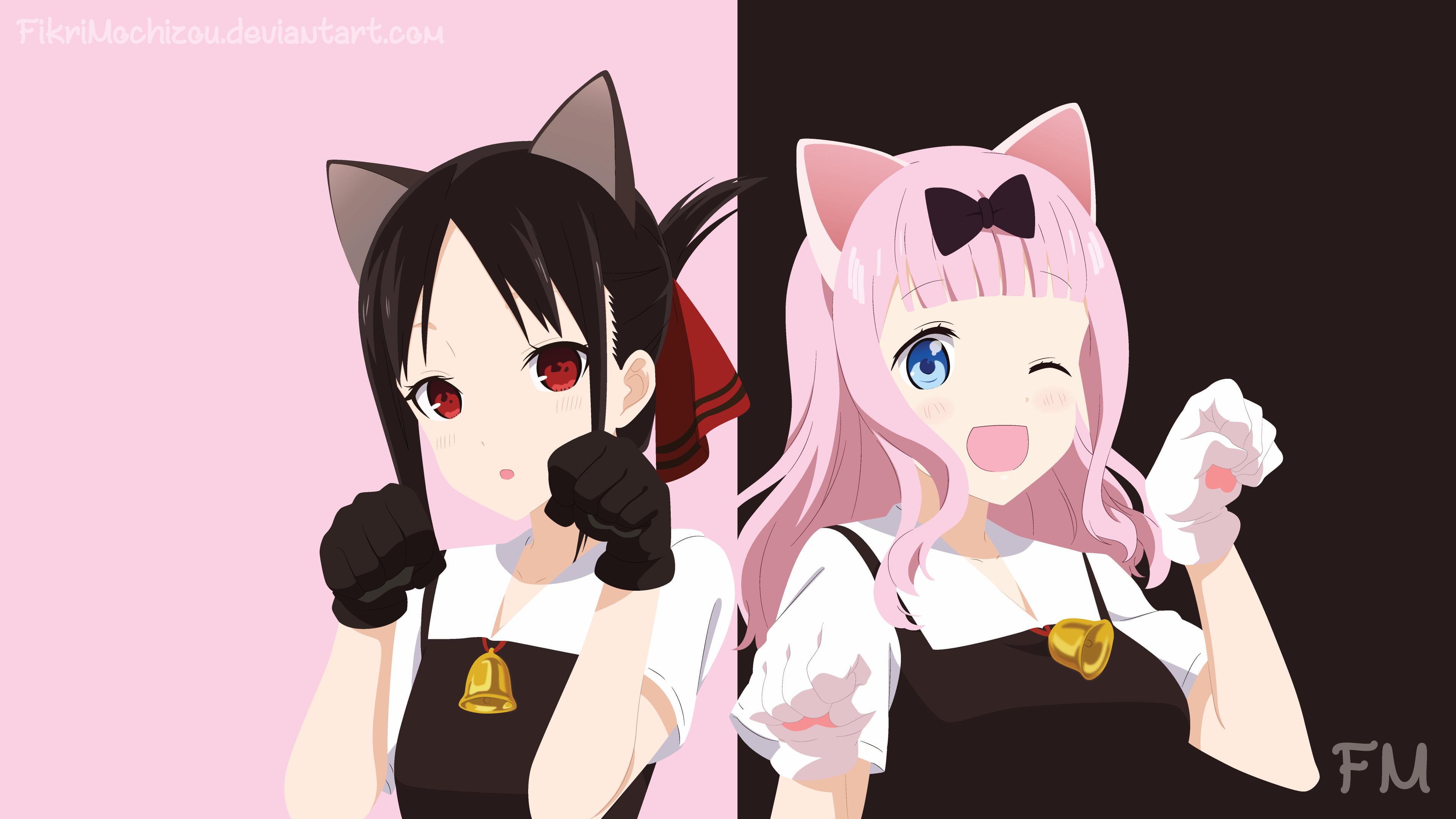 Kaguya Sama Love is War anime girls red eyes blue 2k 4k