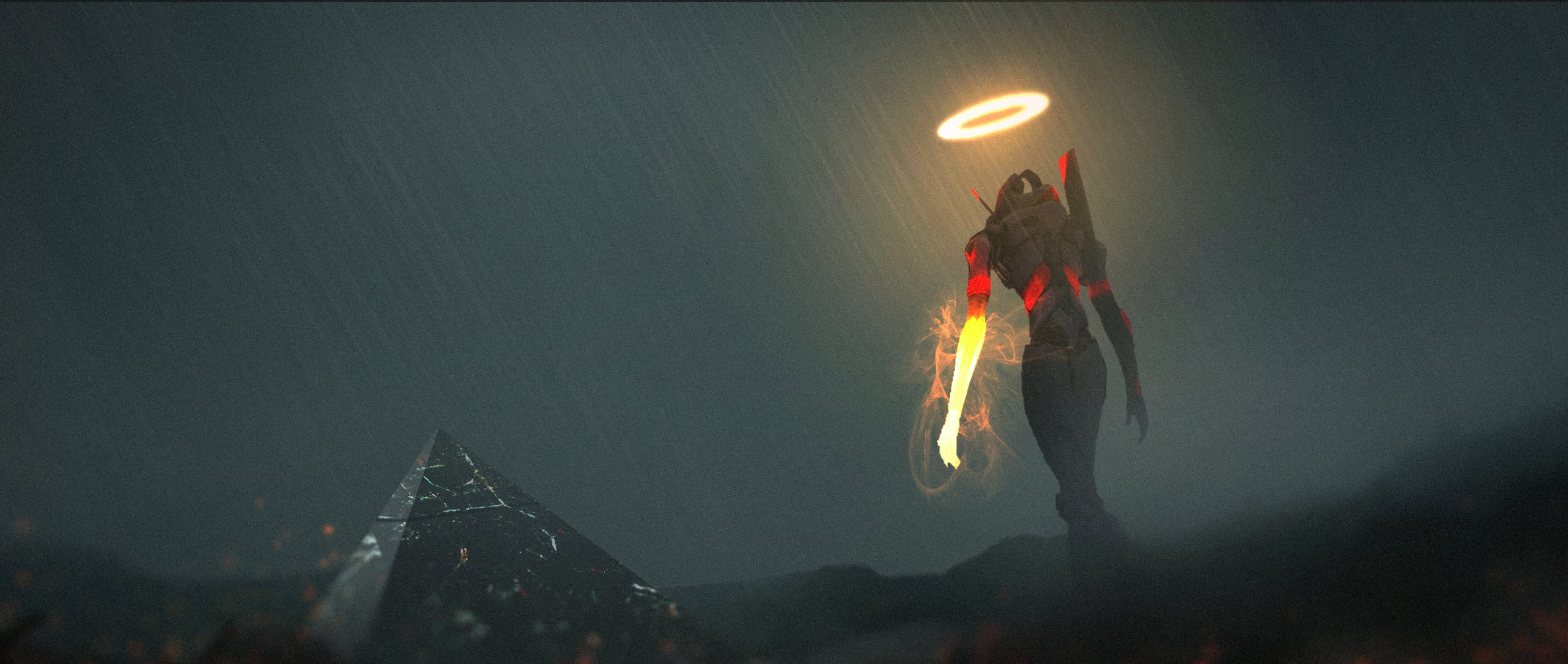 monster walking towards pyramid wallpaper Neon Genesis Evangelion 2k