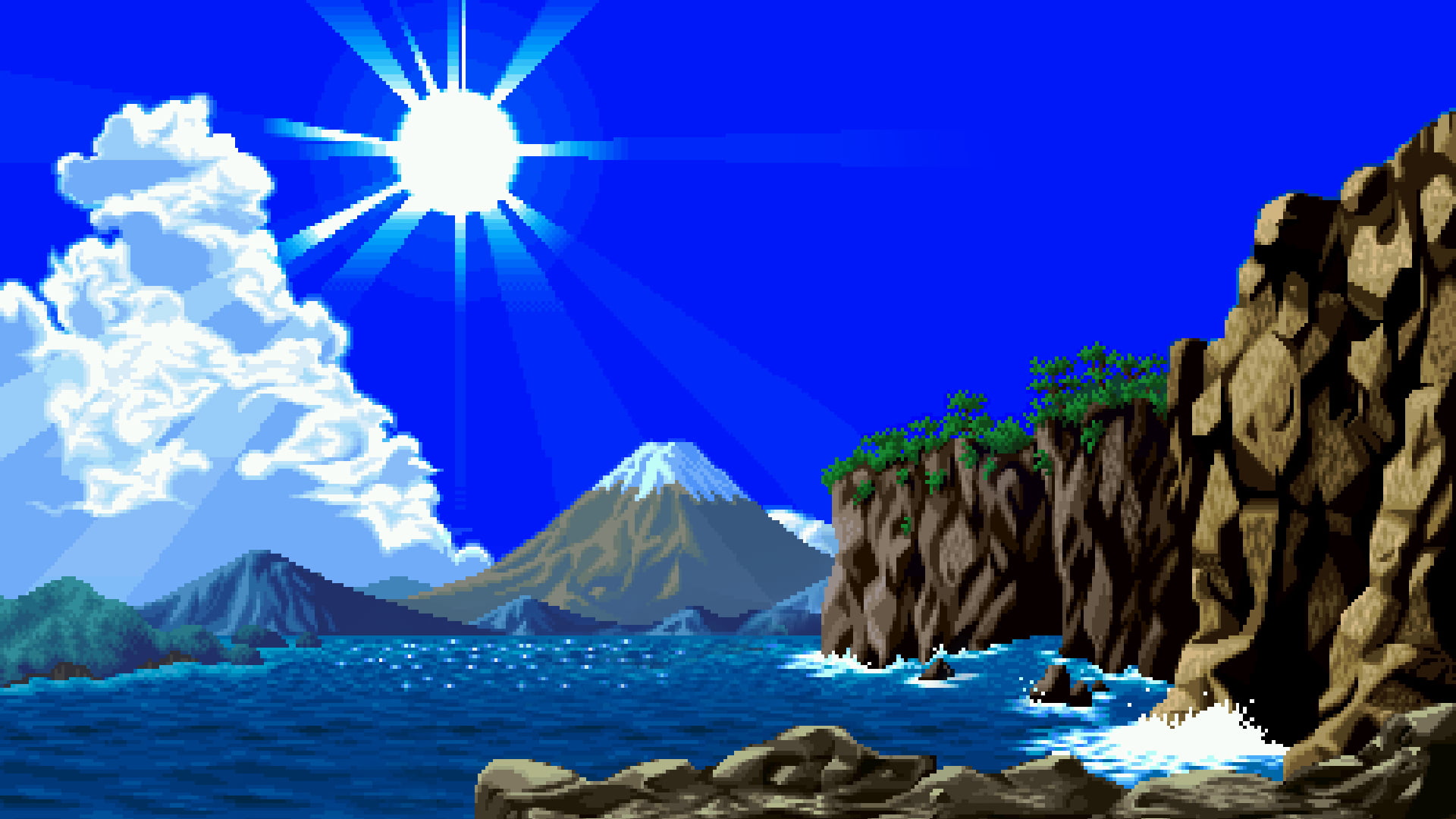mountain view painting digital art pixel pixelated pixels 2k