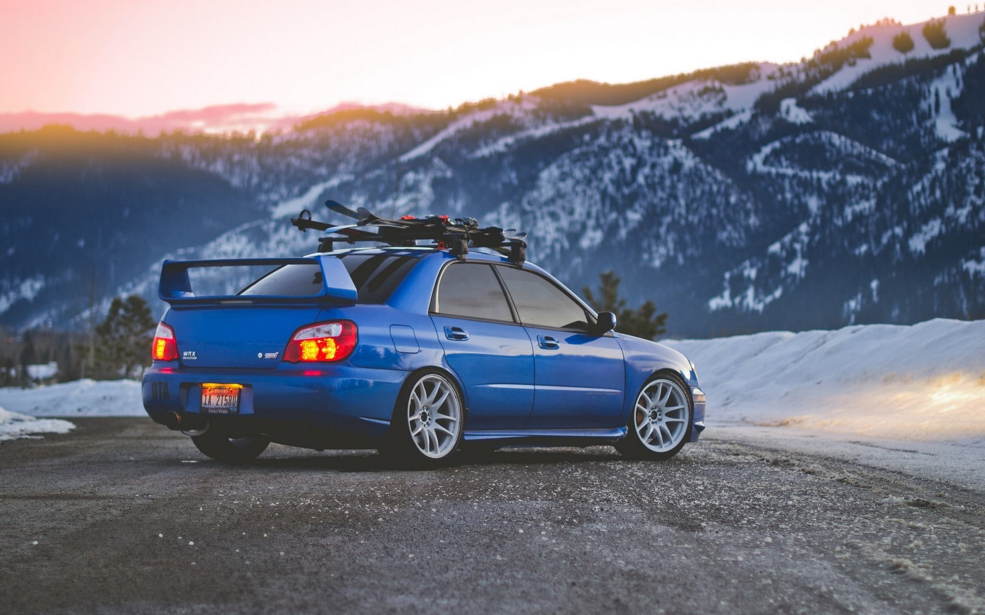 mountains snow cars subaru impreza wrx sti Nature Mountains HD Art 2k