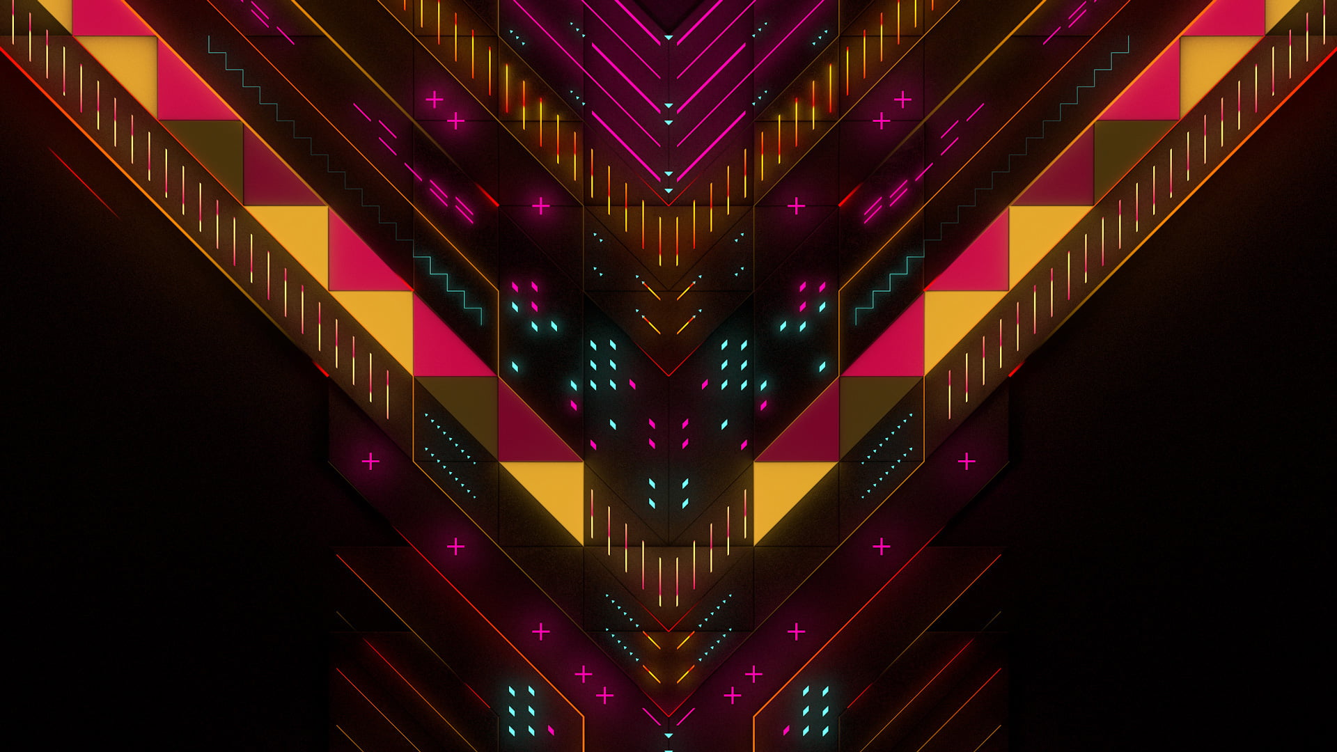 multicolored wallpaper abstract neon symmetry digital art 2k
