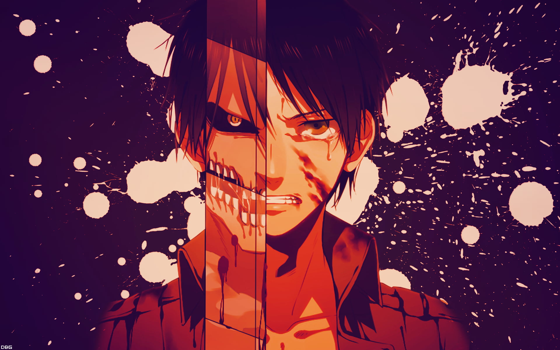multicolored Attack on Titans digital wallpaper Titan Eren Jaeger 2k