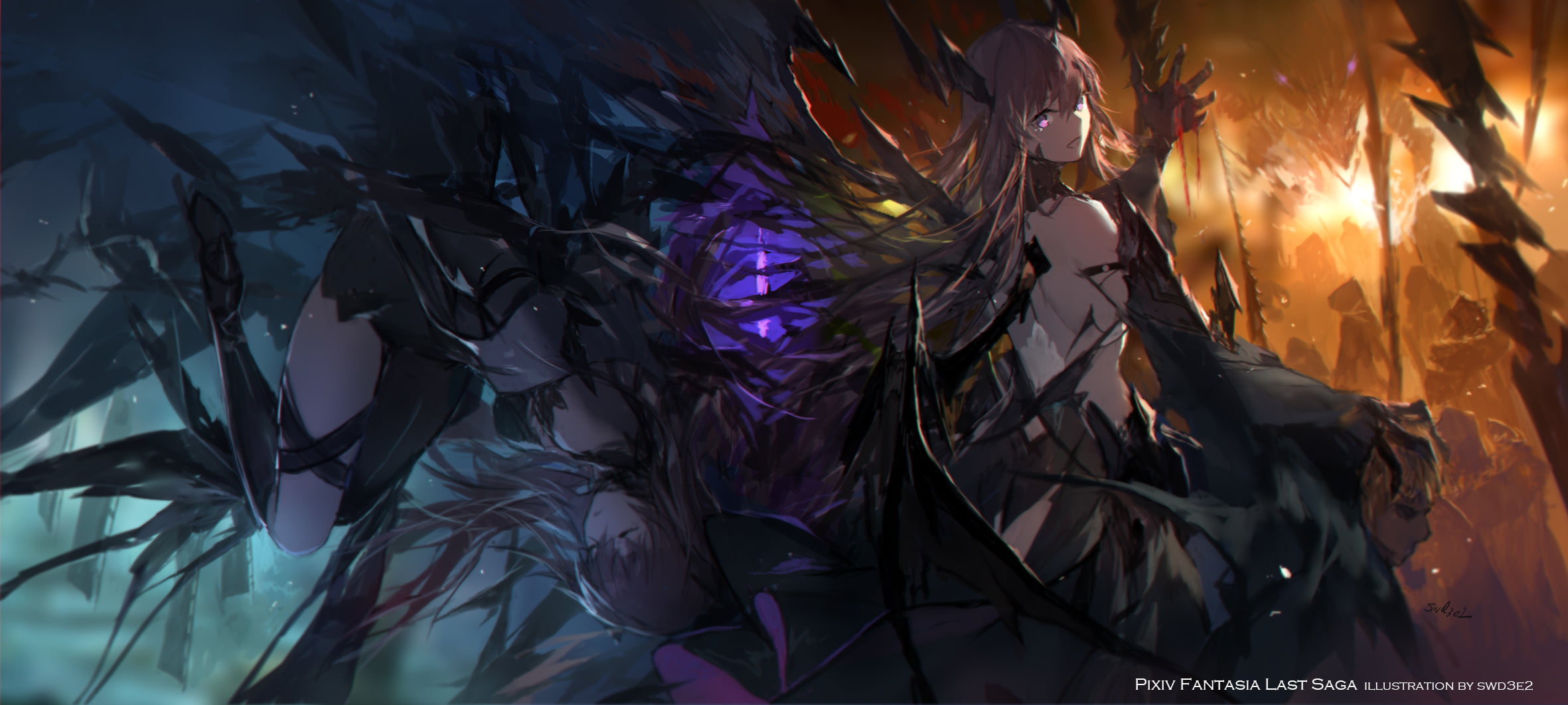 Pixiv Fantasia anime girls fantasy girl women brunette 2k