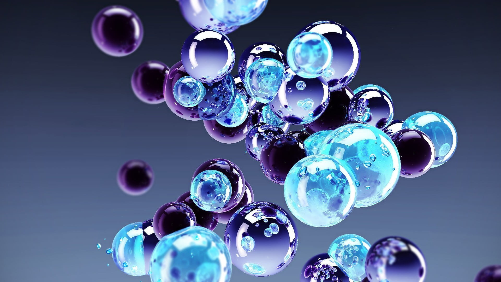purple bubbles digital wallpaper sphere abstract blue 2k