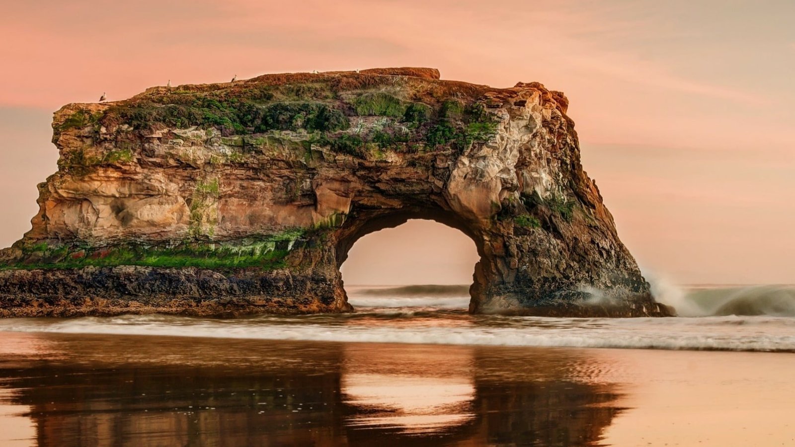 rock formation natural arch wood coast water sky bridges state beach 2k
