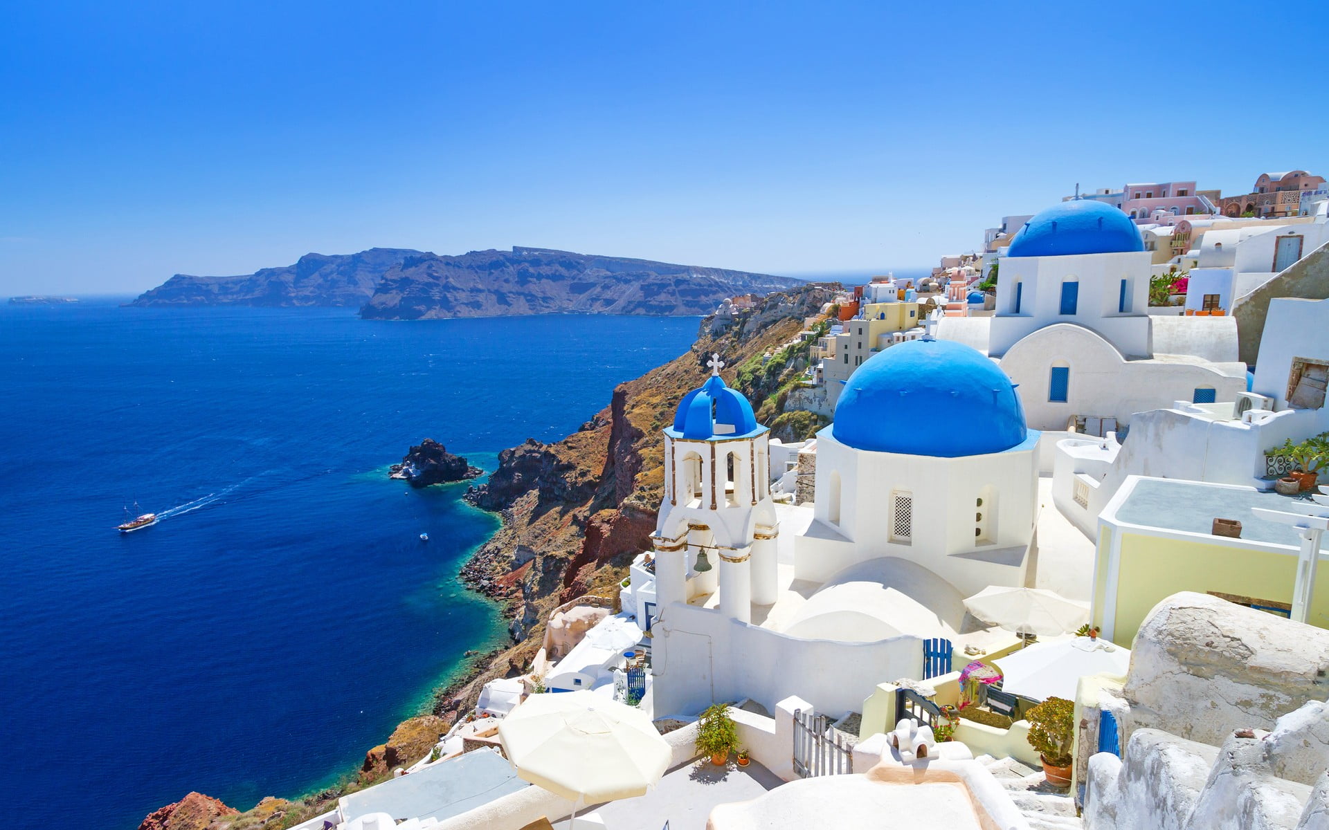 Santorini Greece landscape nature building exterior blue 2k