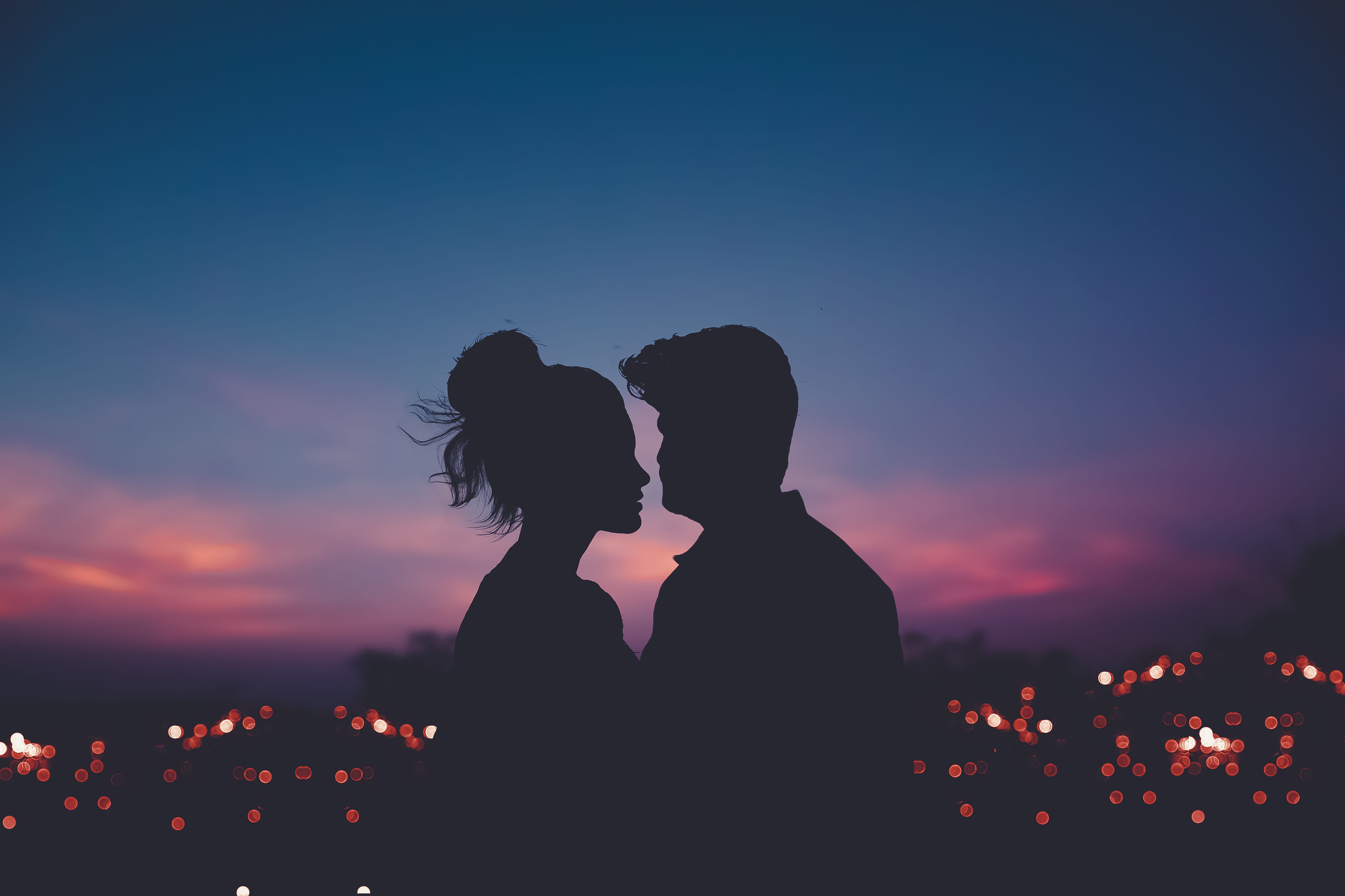 Silhouette Of People backlit couple dawn love lovers man 2k 4k 5k