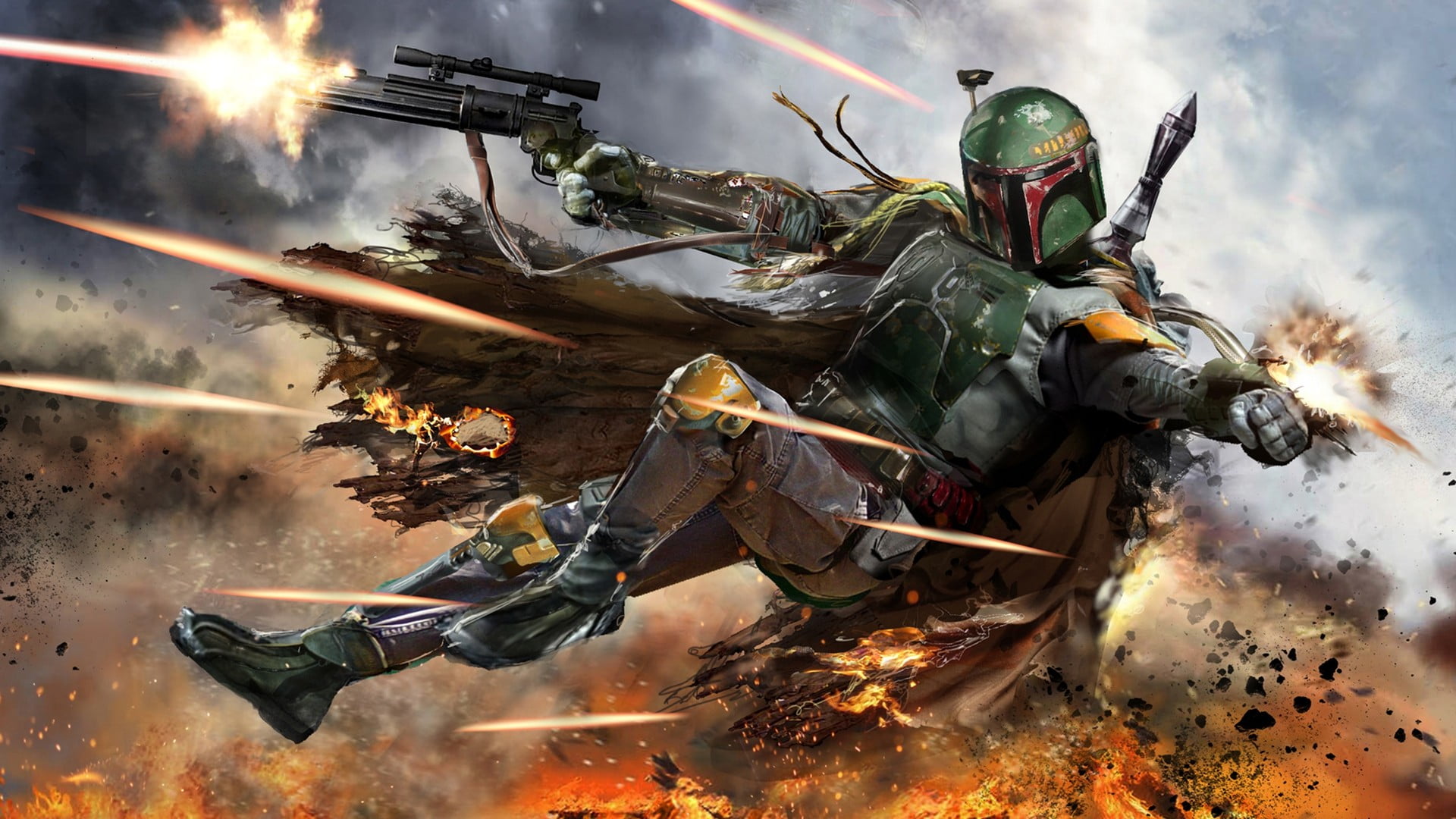 Star Wars Boba Fett digital wallpaper untitled bounty hunter 2k