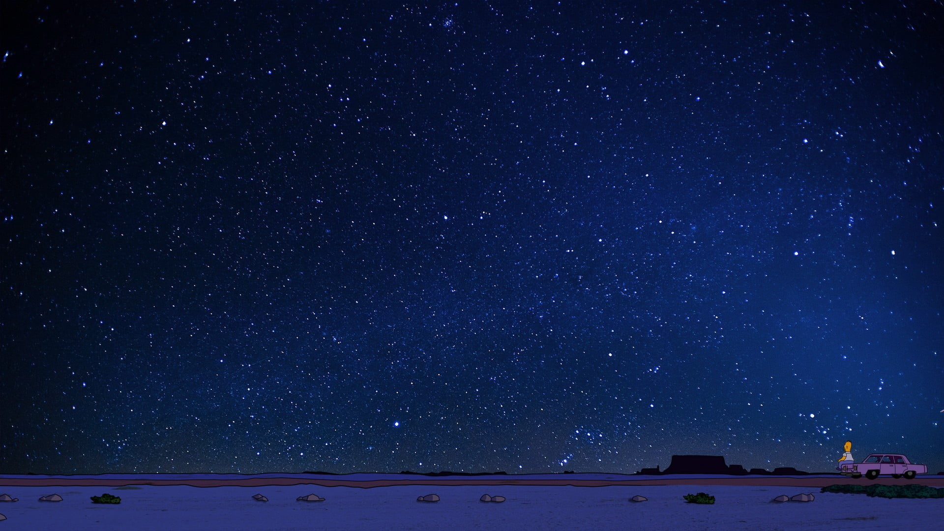 The Simpsons Homer Simpson night star space astronomy 2k