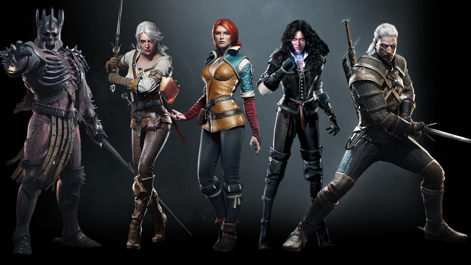 The Witcher characters illustration five game digital wallpaper 2k