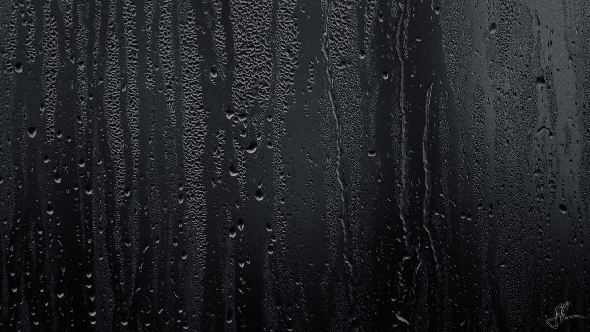 water dew black painted wall with droplets rain window sill 2k