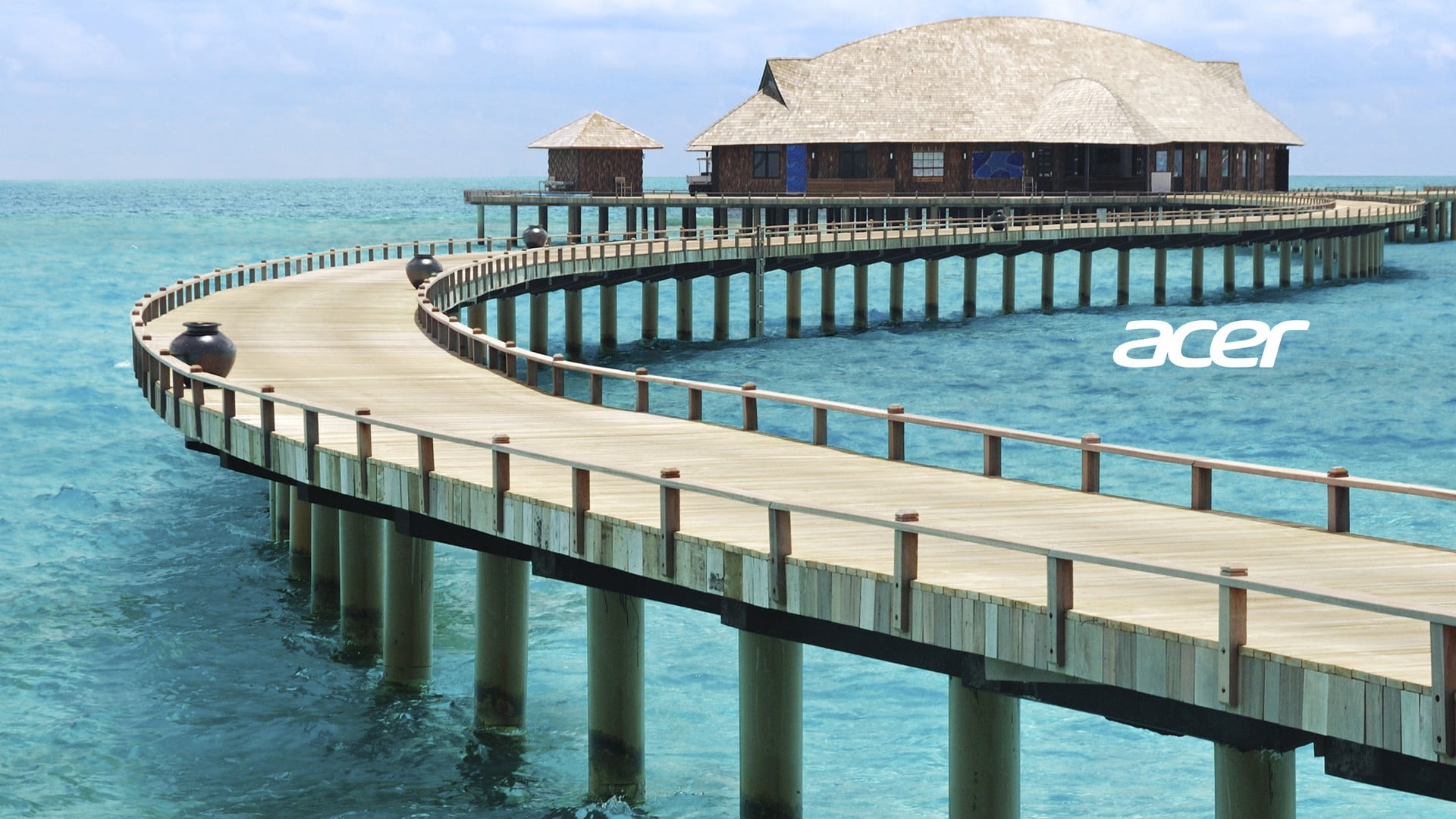 white and black concrete building Acer bridge sea water built structure 2k