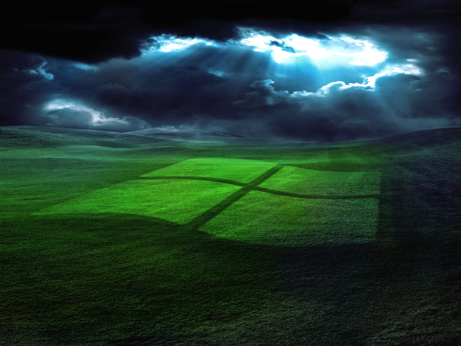 Windows XP Background green Microsoft logo Computers cloud sky 2k