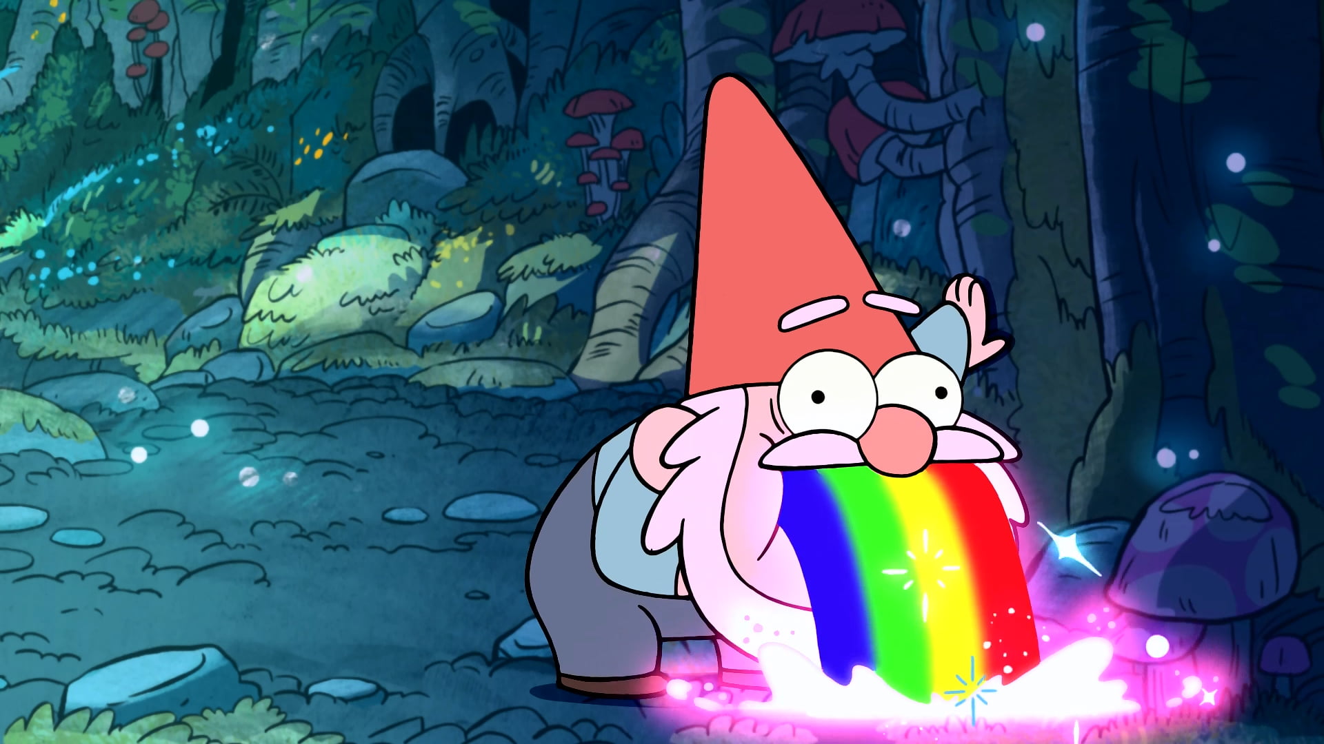 Gnome from Gravity Falls illustration rainbows gnomes humor 2k
