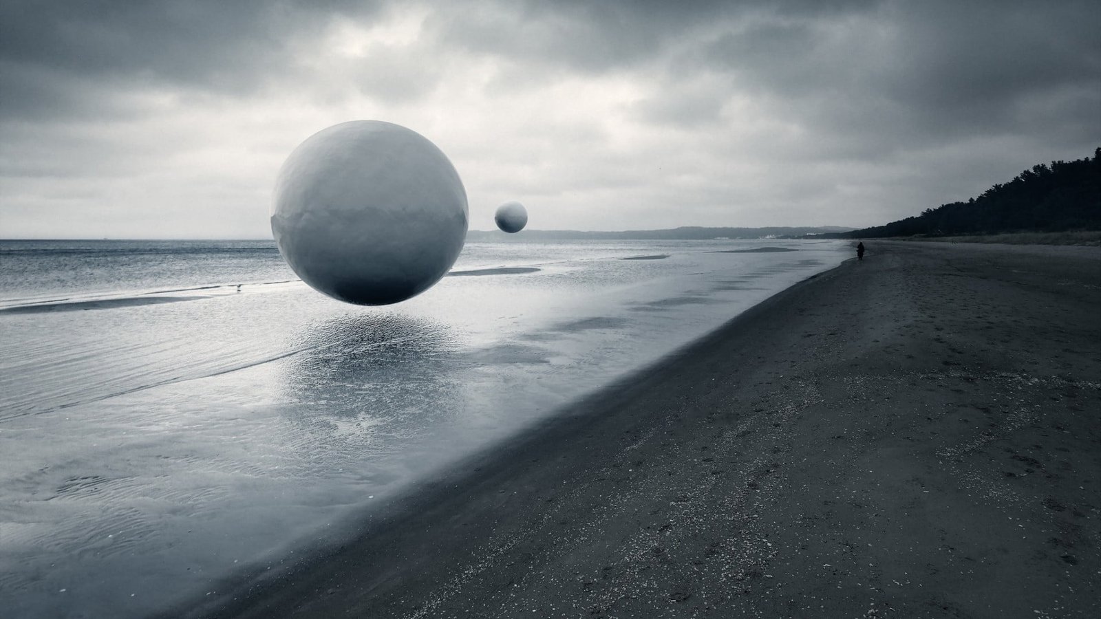 gray sand beach photo edit nature landscape water sea coast 2k