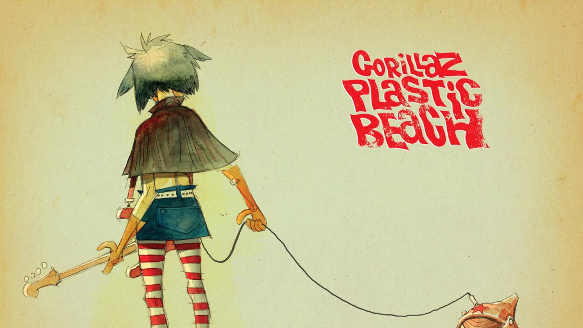 Gorillaz Noodle Jamie Hewlett Plastic Beach text one person 2k