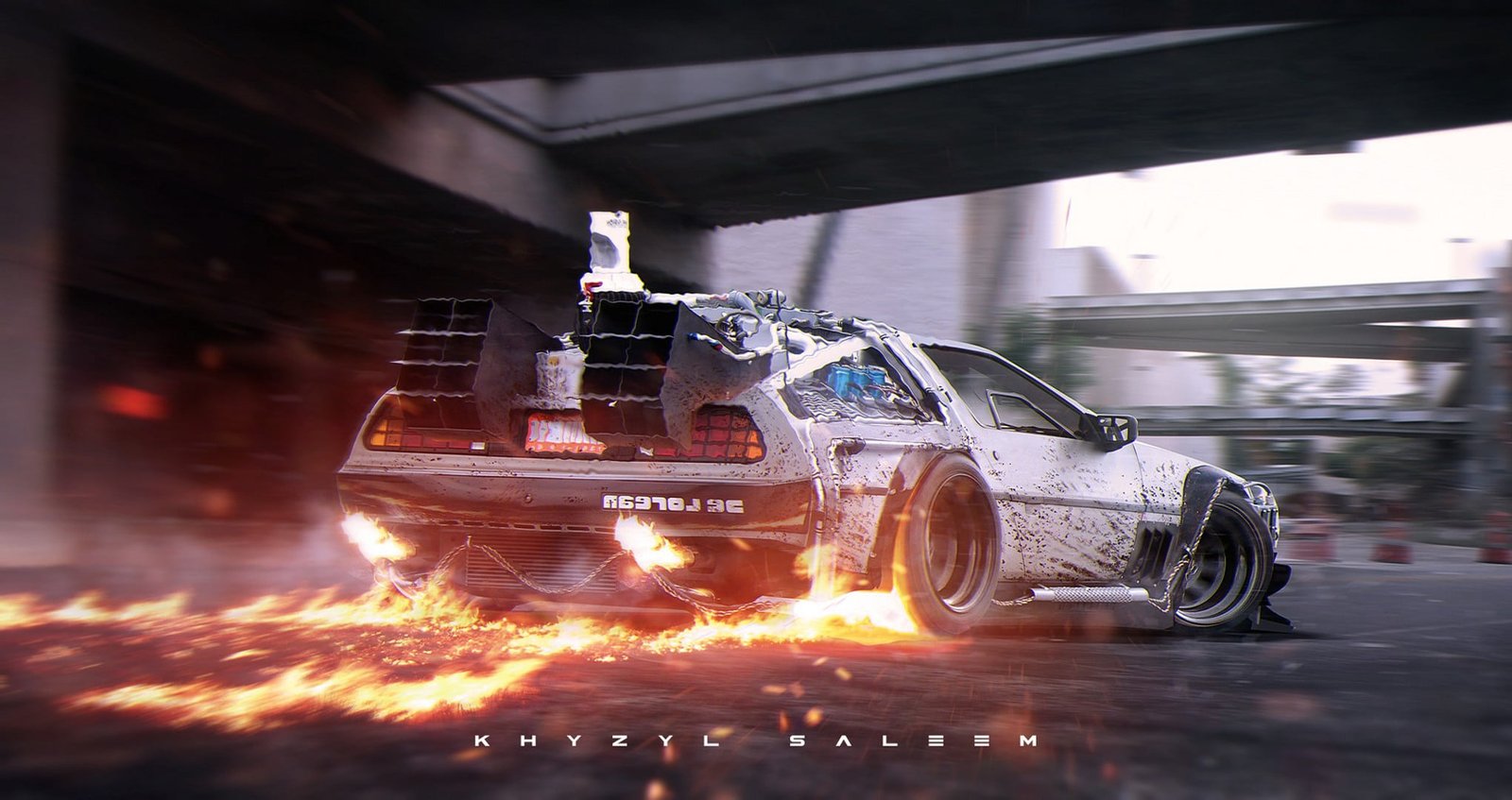 gray DMC Delorean car Back to the Future Khyzyl Saleem mode of transportation 2k