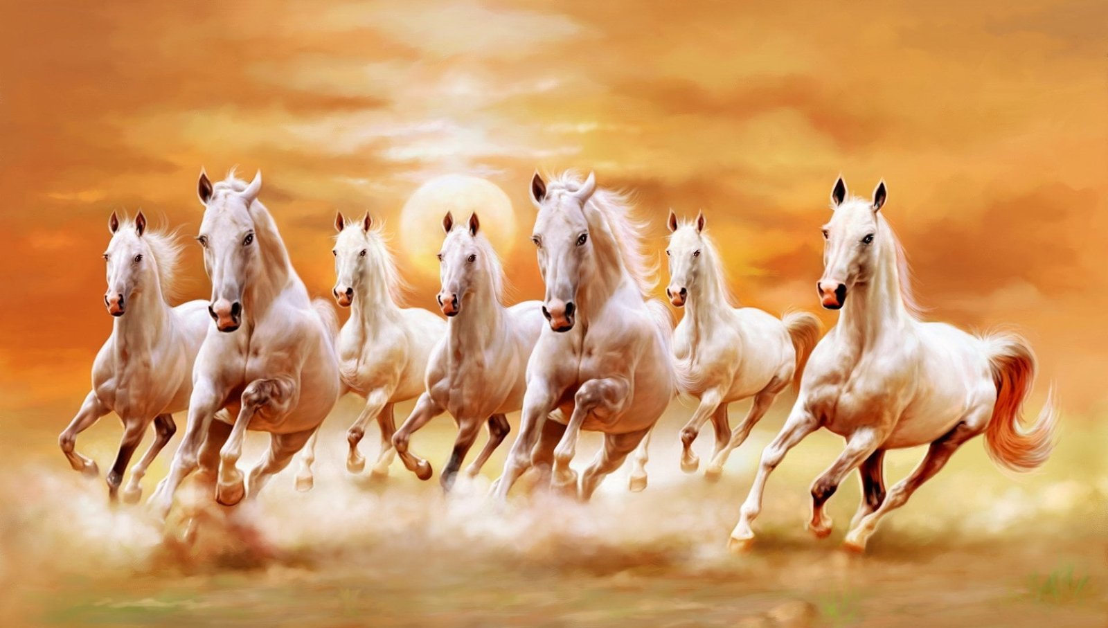 group of horse digital wallpaper Animal Artistic Sunset nature 2k