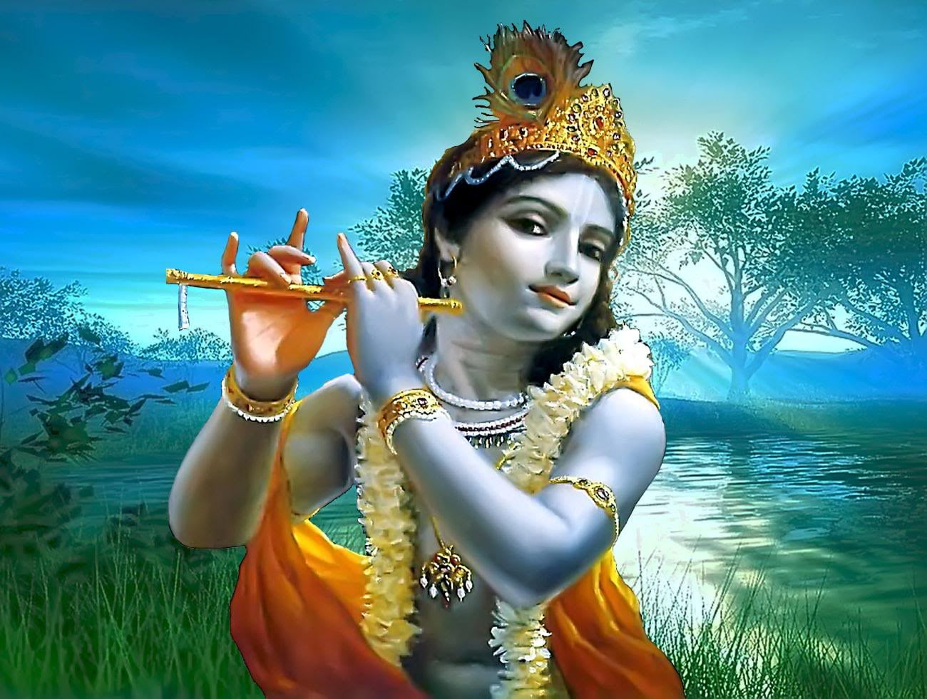 Hare Krishna illustration God Lord flute
