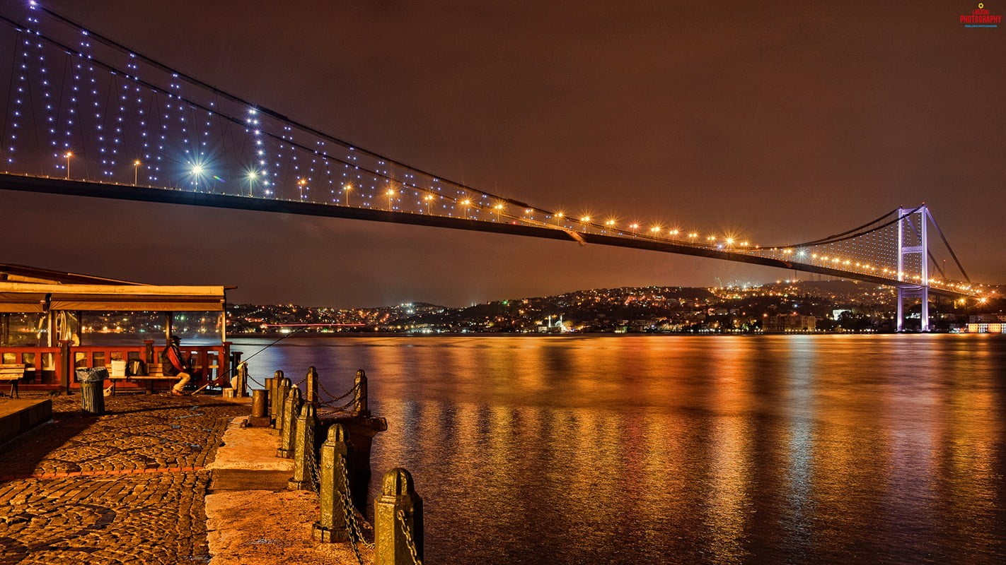 landscape photo of black city bridge Turkey Istanbul architecture
