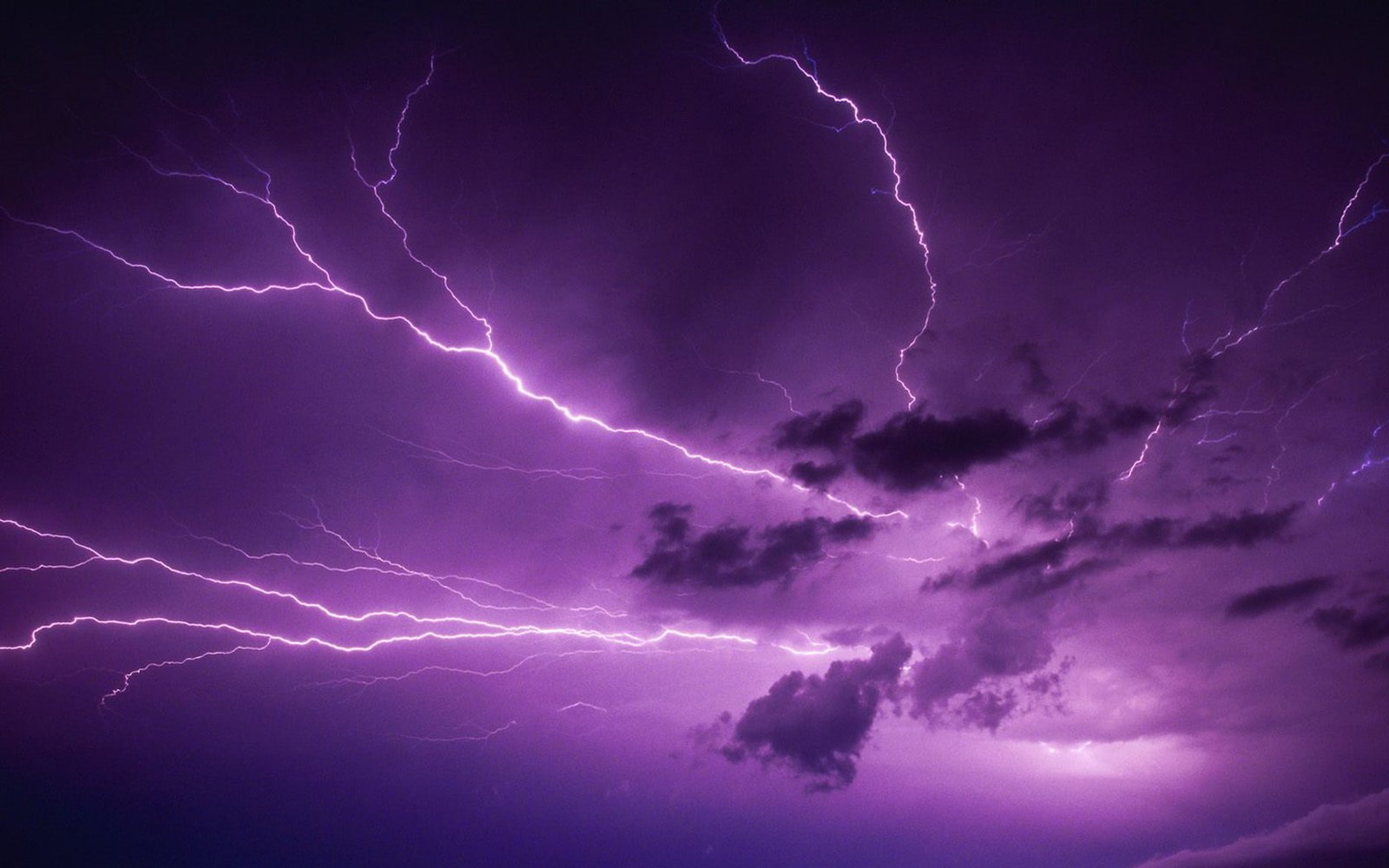 lightning nature purple storm power in cloud sky 2k