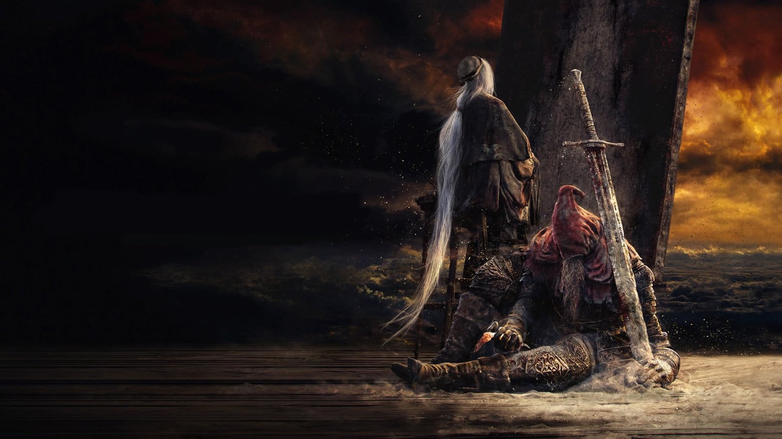 man holding sword painting Dark Souls III The Painter Slave Knight Gael 2k