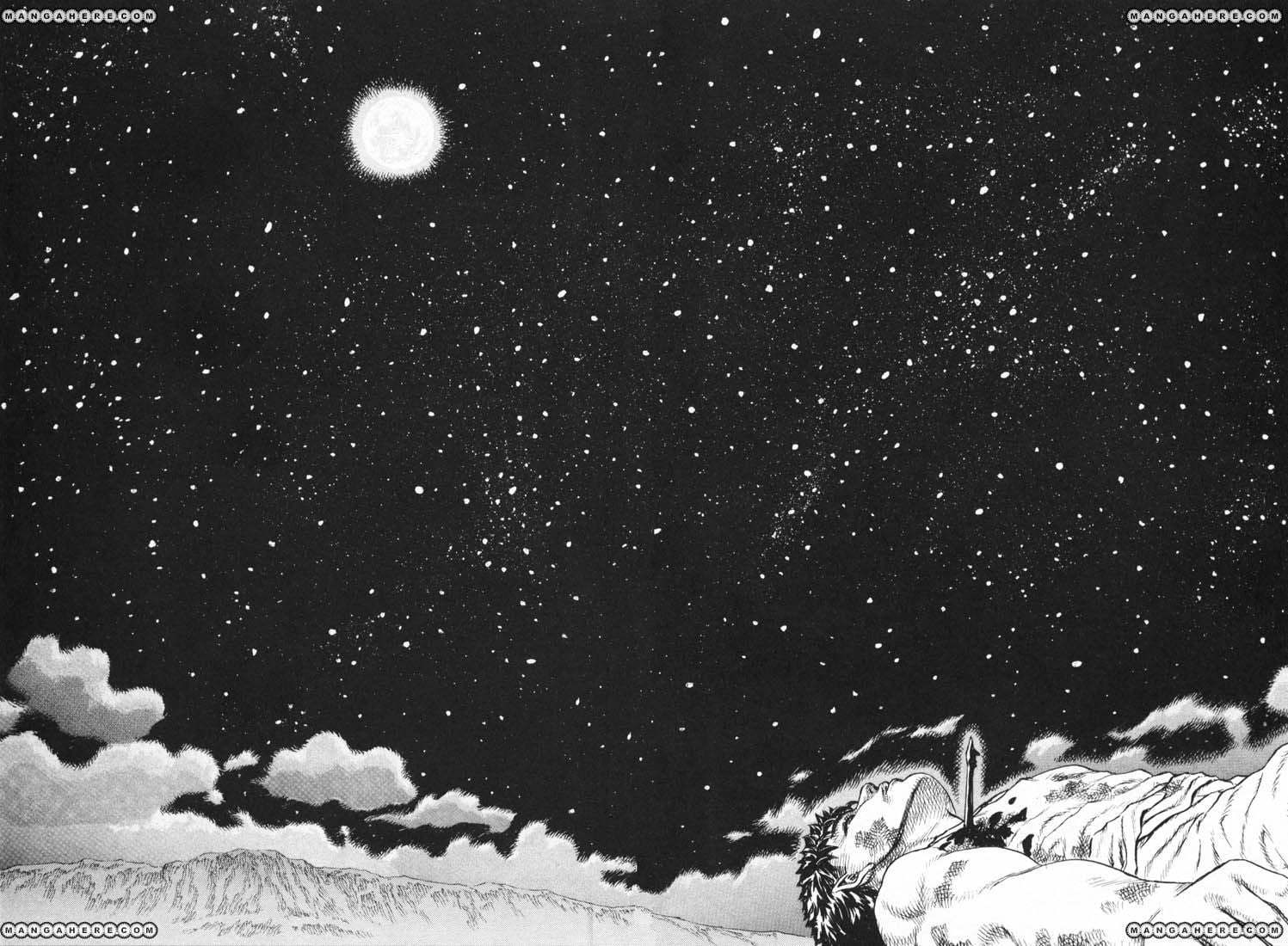 man lying illustration stars monochrome sky fantasy art Berserk