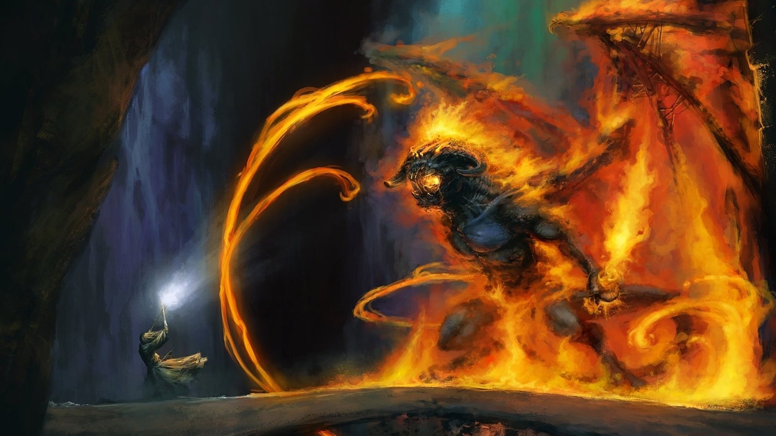 man standing in front of monster digital wallpaper dragon illustration 2k