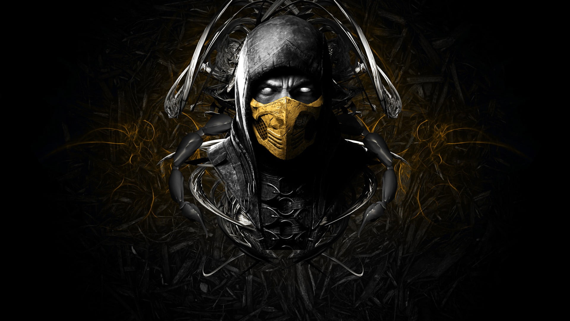 Mortal Kombat Scorpion digital wallpaper video games 2k