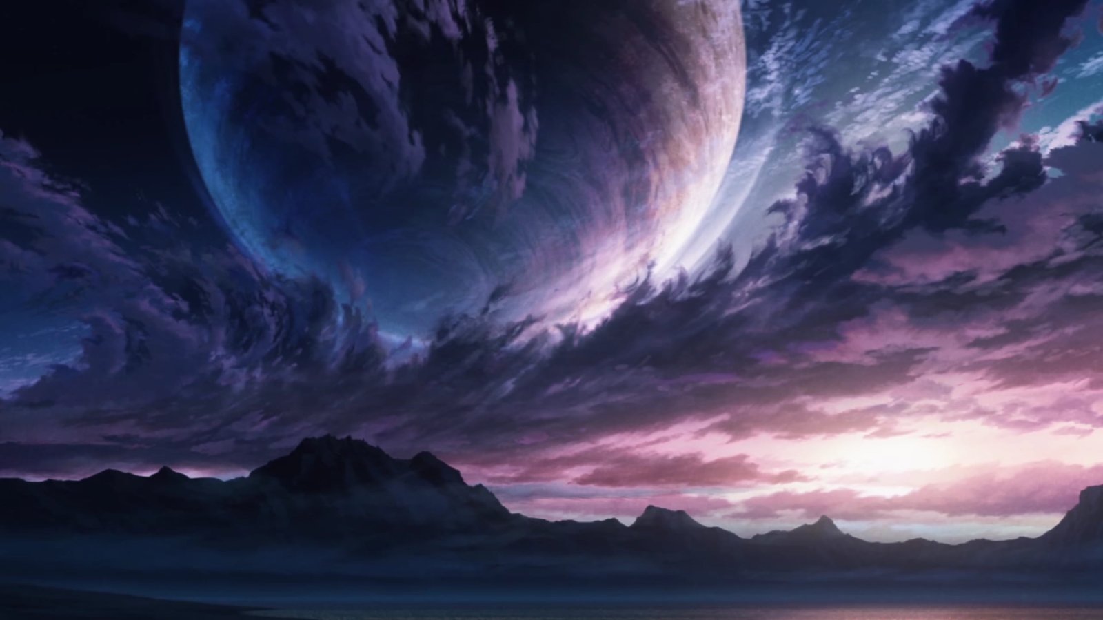 mountain range silhouette image of under moon Madeon 2k