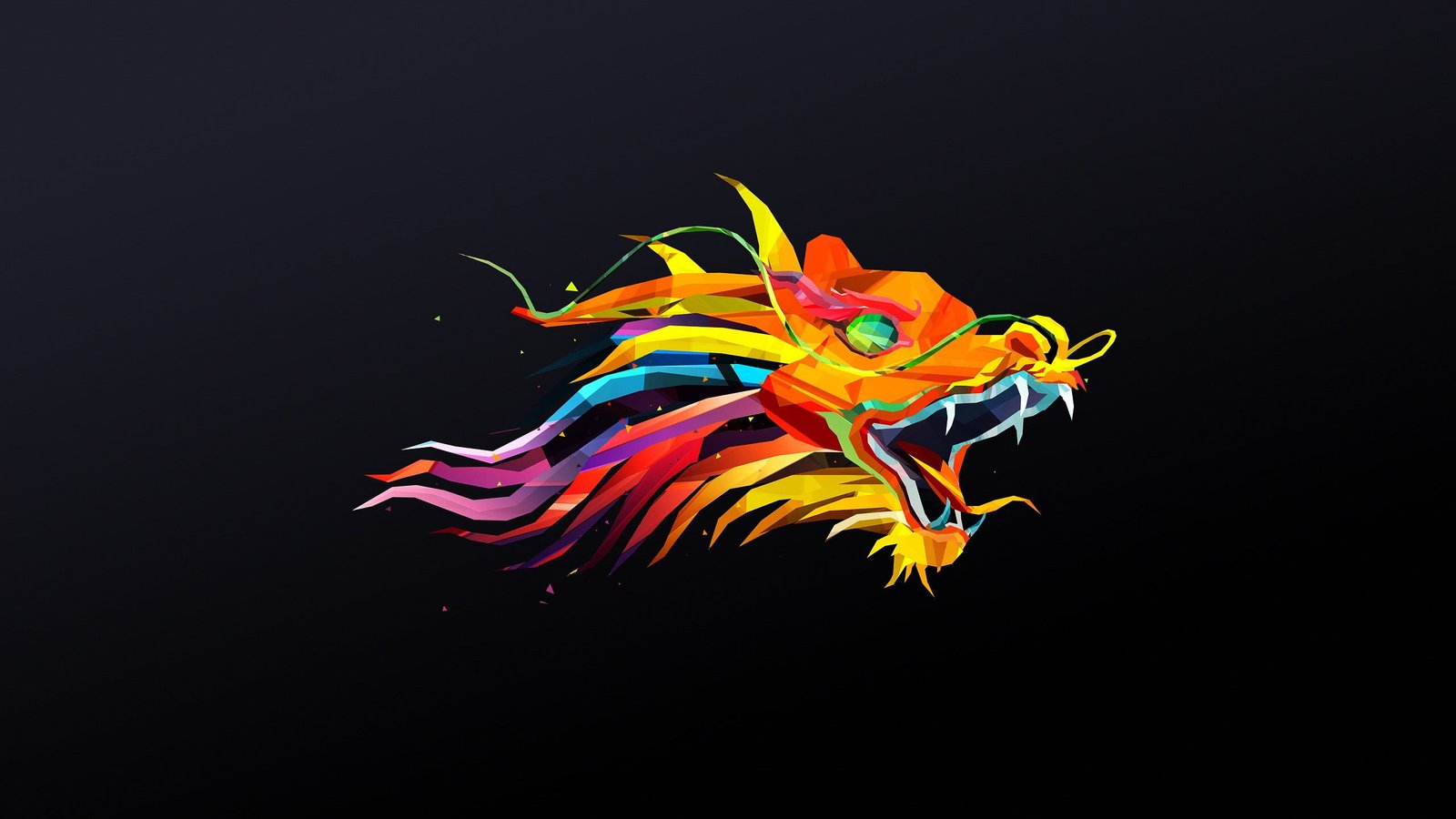 multicolored dragon head illustration abstract Justin Maller 2k