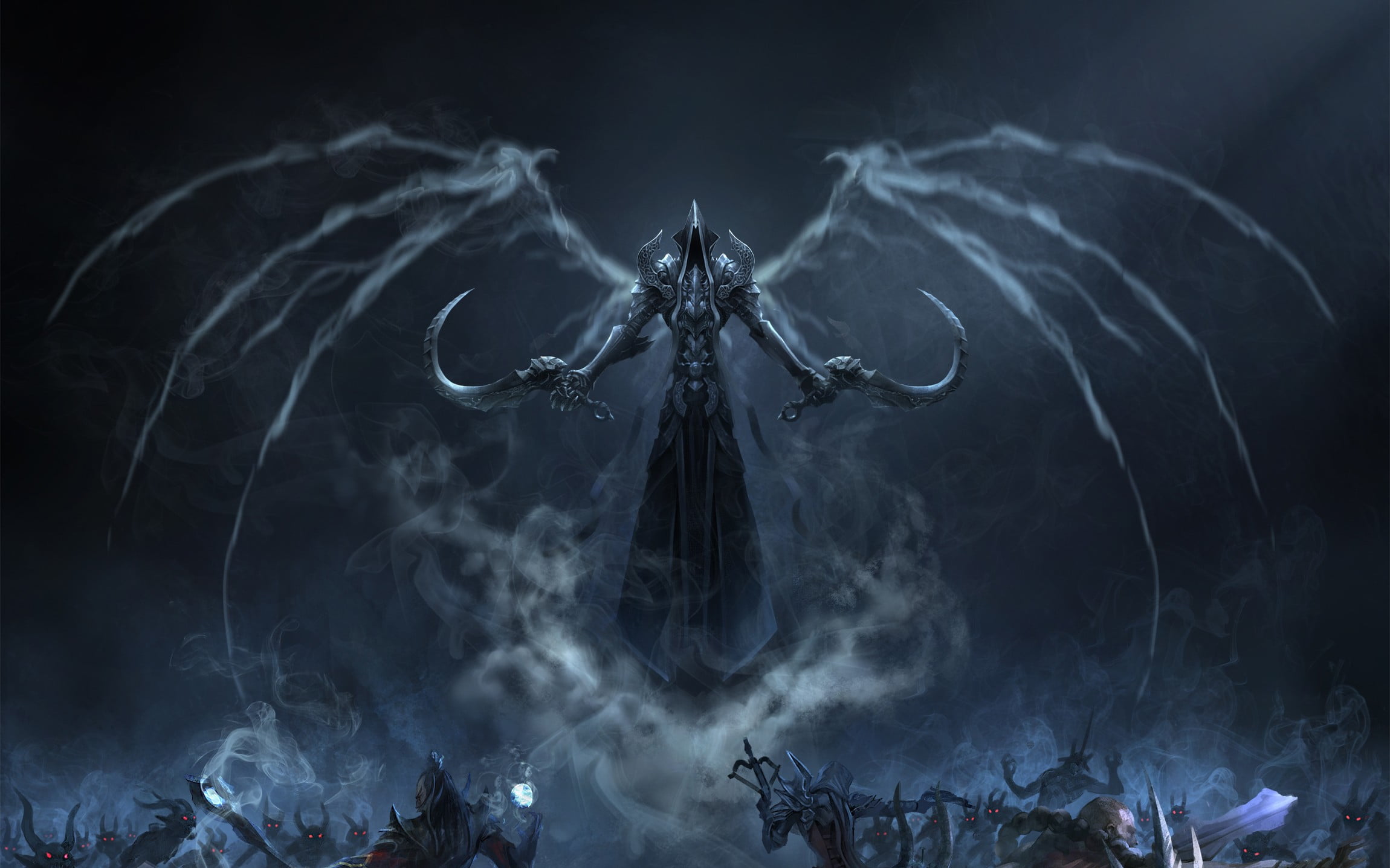 monster illustration Diablo 3 Reaper of Souls III black background 2k