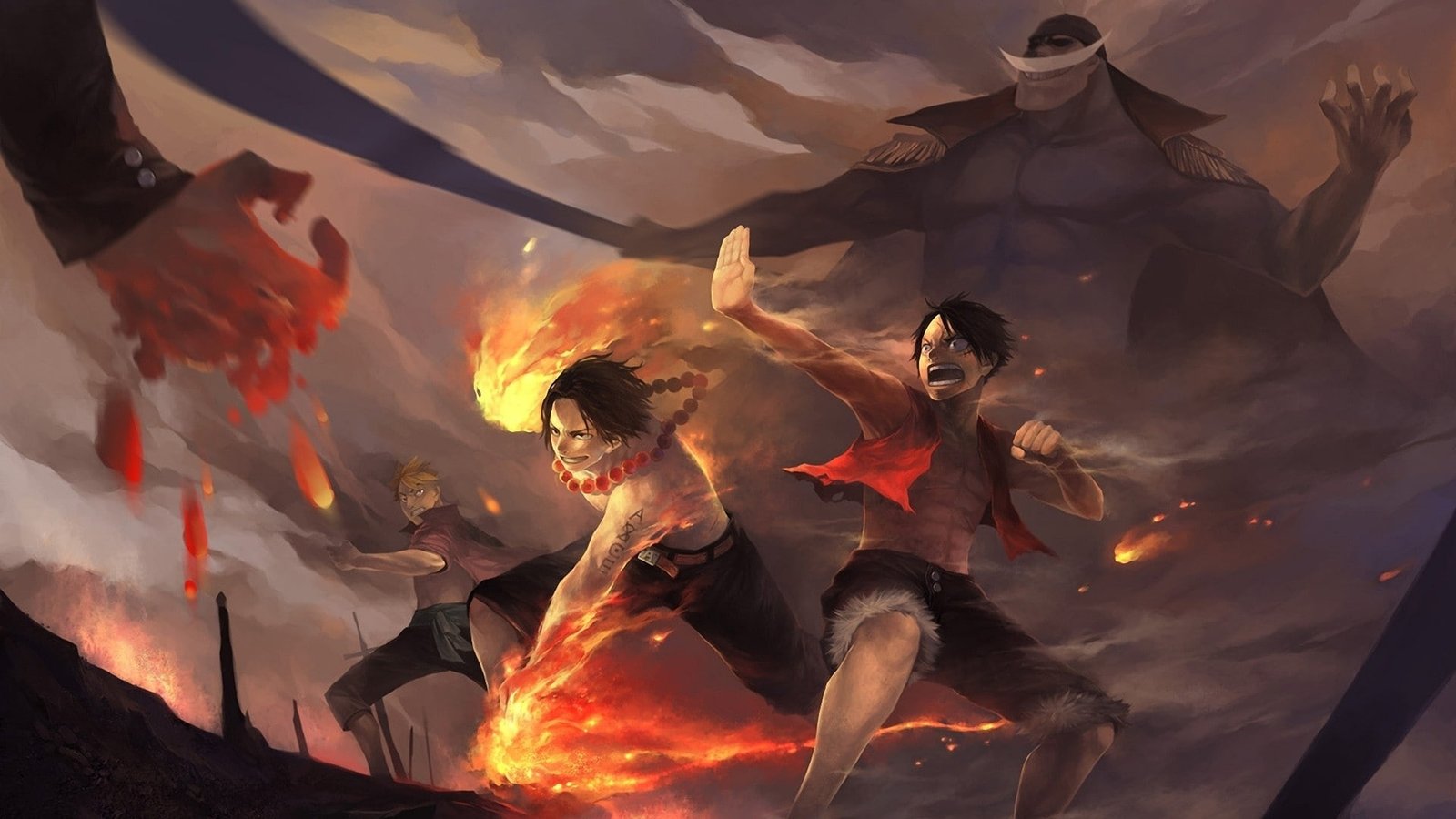 one piece anime ace monkey d luffy whitebeard Anime One Piece HD Art 2k