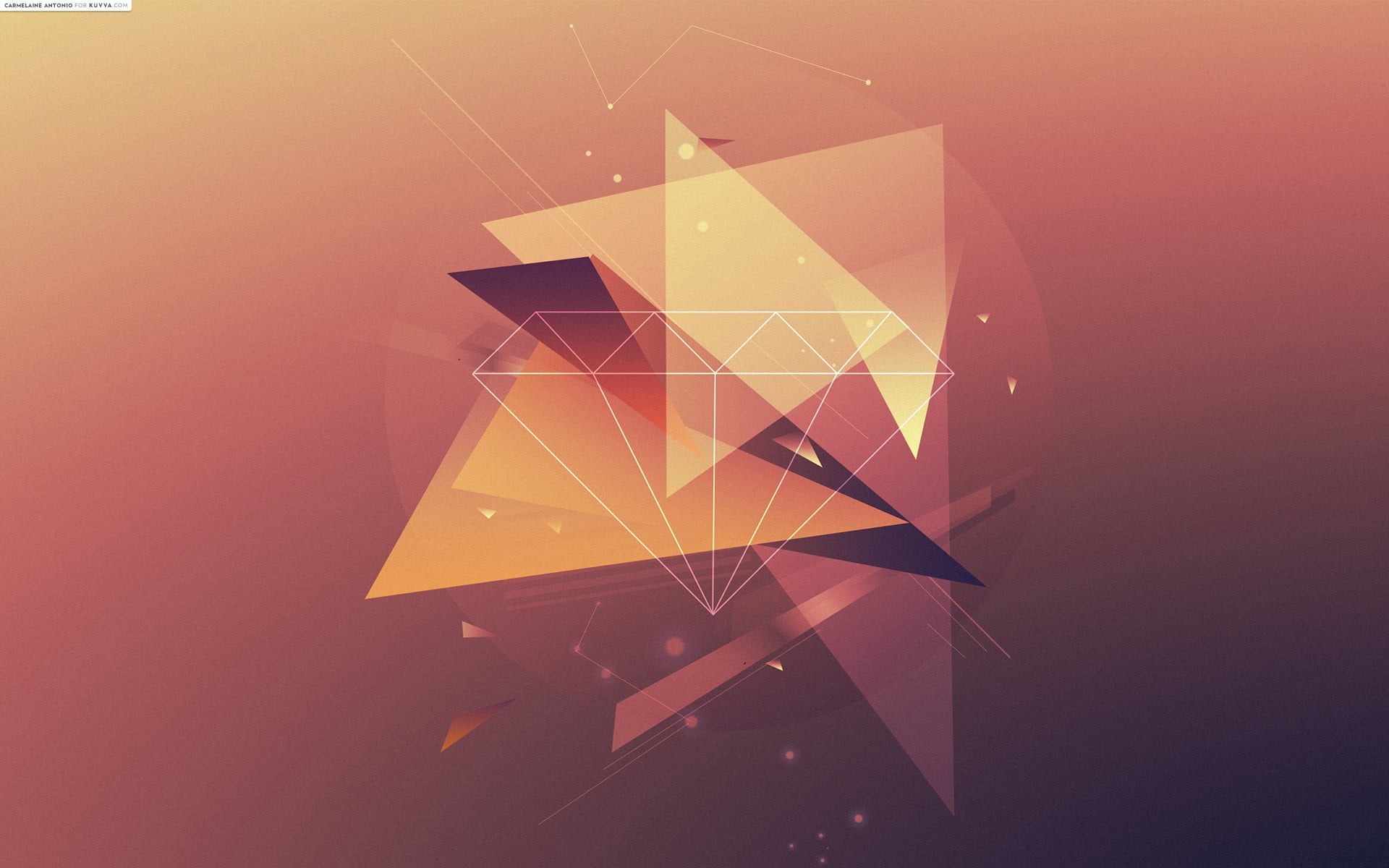 orange geometric diamond wallpaper abstract diamonds triangle 2k