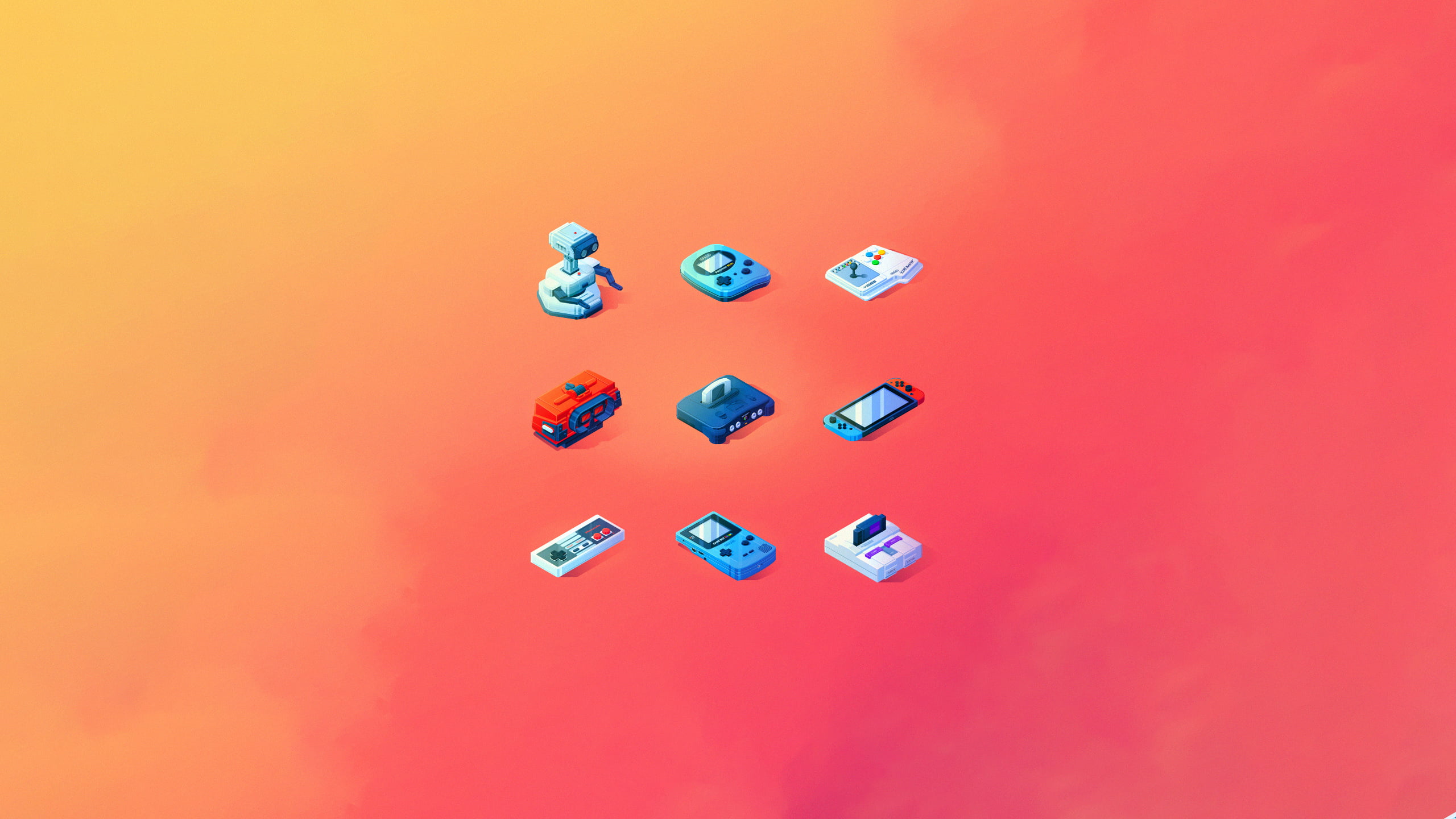 nine assorted color toys Nintendo Switch illustration 2k