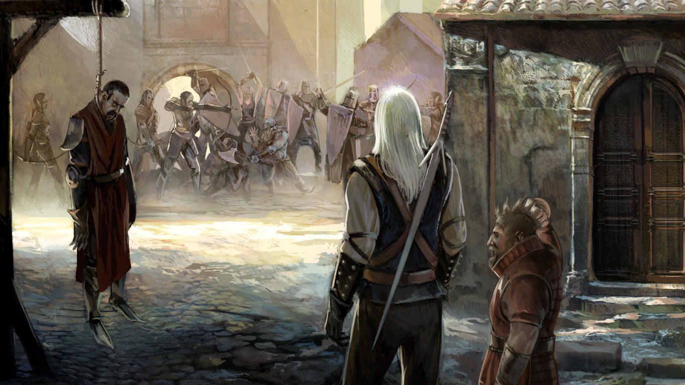 person with sword illustration The Witcher Geralt of Rivia