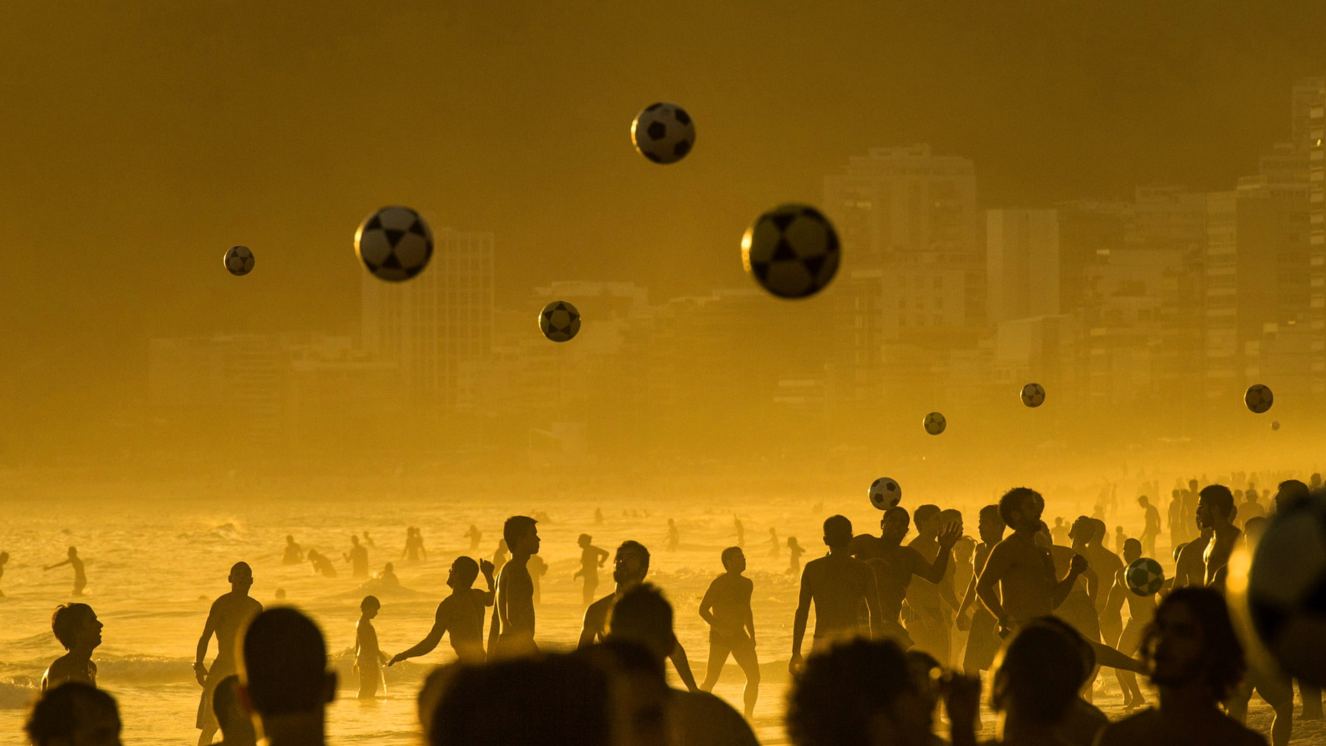 sea beach football the game ball Brazil Rio de Janeiro 2k