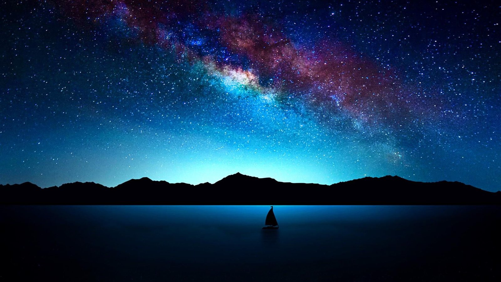 silhouette of boat illustration night starry stars milky way 26 2k