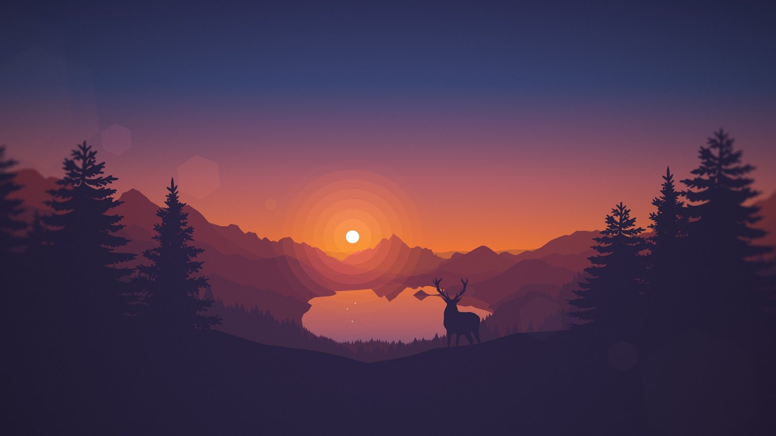 animals artwork Clear Sky Deer digital art drawing Firewatch 2k 4k