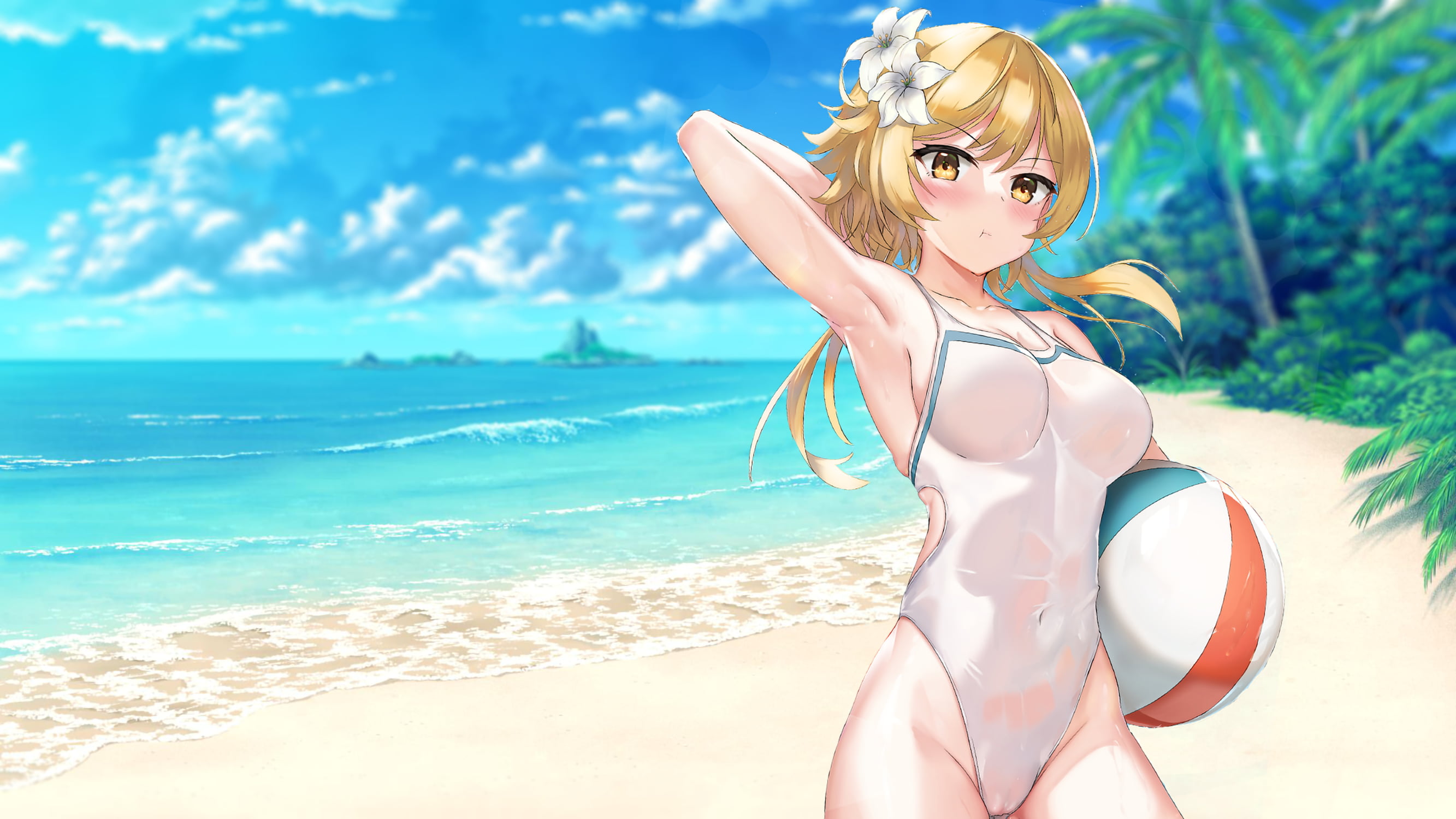 anime Lumine Genshin Impact Beach Sweetheart school uniform 2k