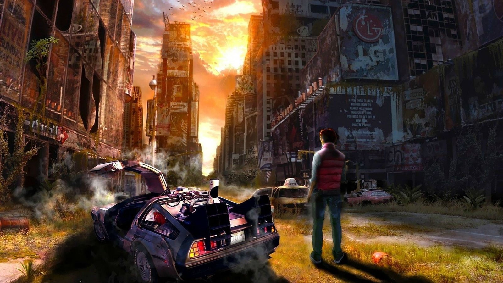 Back to the Future digital wallpaper artwork fantasy art science fiction 2k